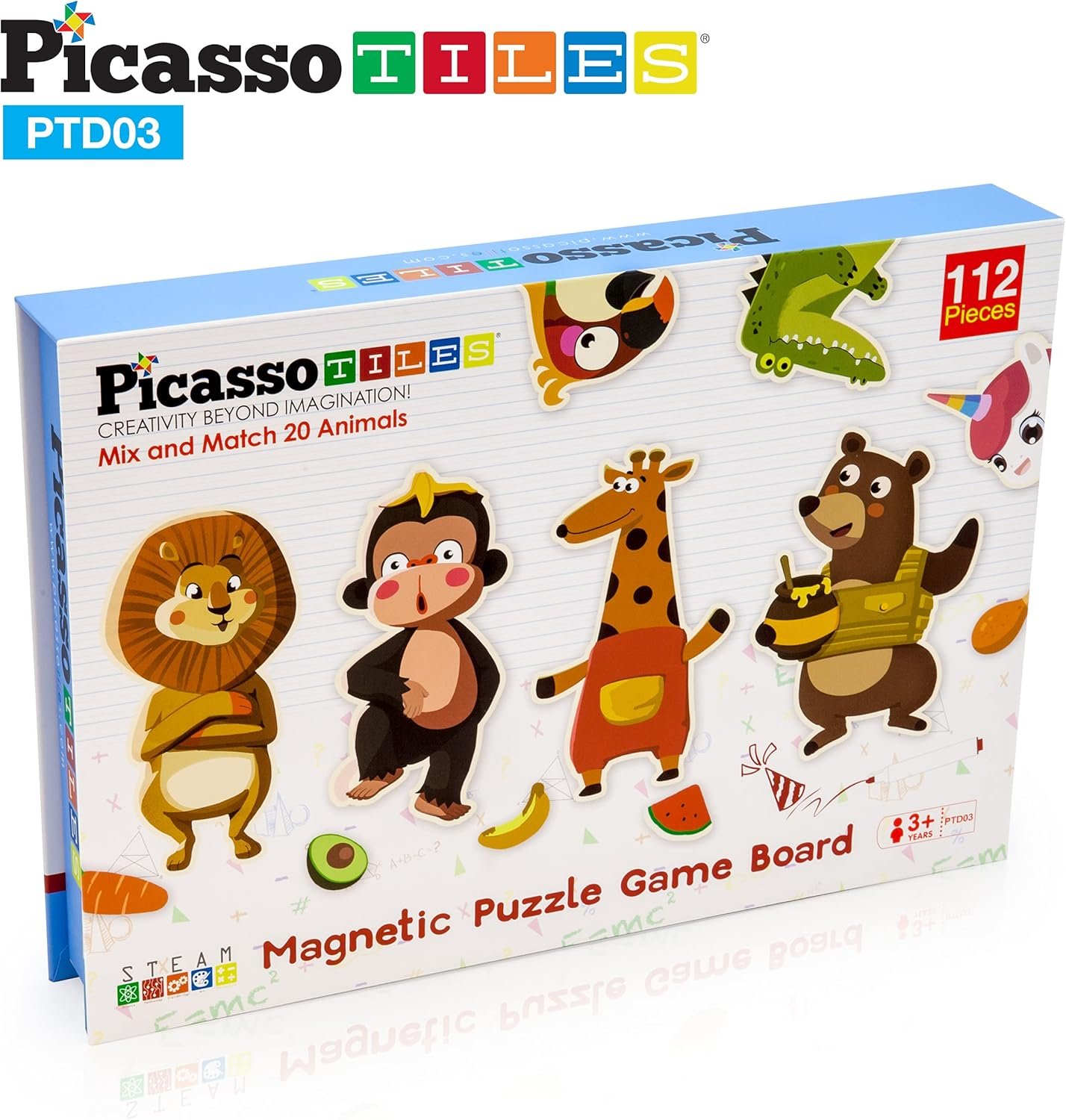 wholesale picassotiles 112 piece magnetic mix & match animal building activity diy combination puzzle book kid toy set educational playset stem learning, 20 free unique animals creative inspirational idea cards factory & supplier oem