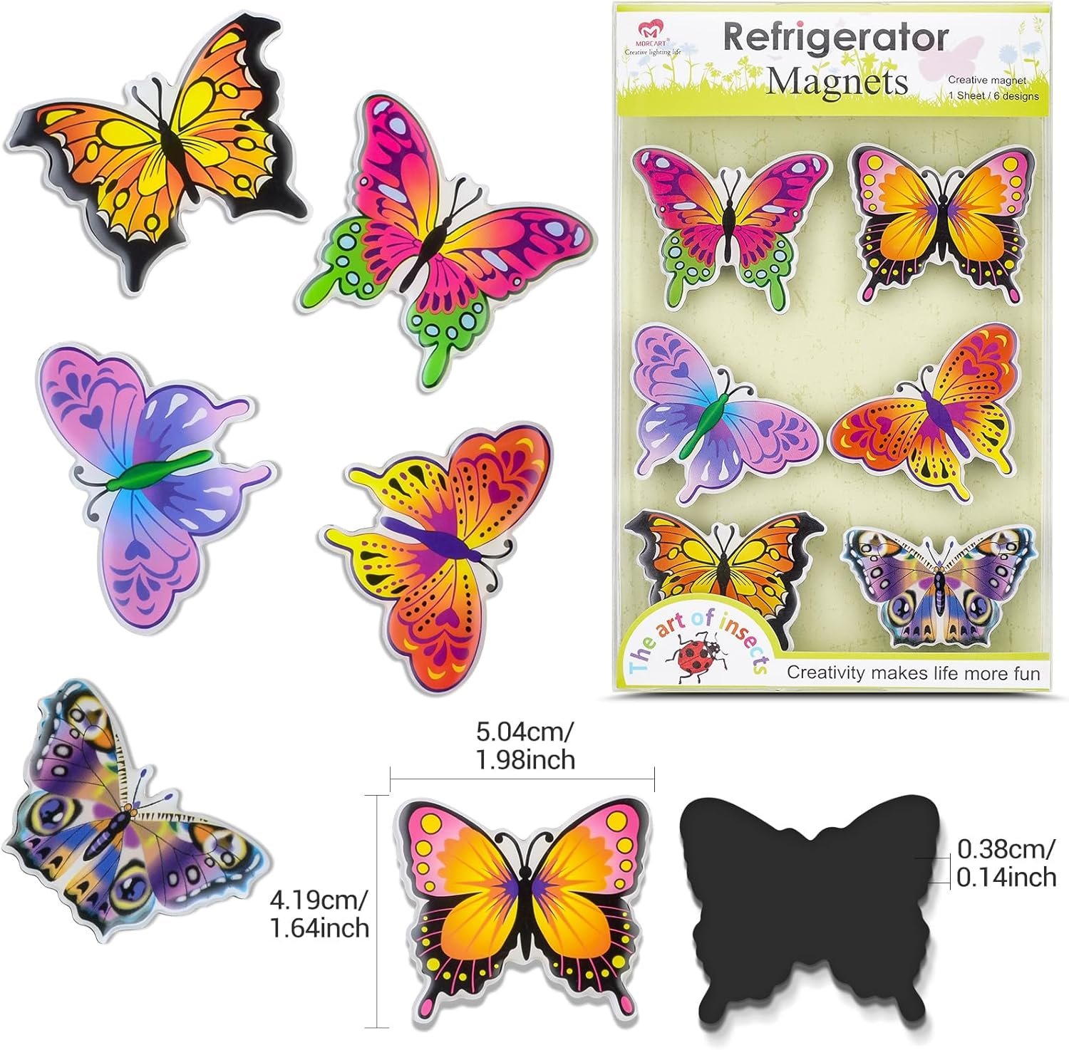 wholesale morcart butterfly magnets for fridge, cute animal magnets for refrigerator kitchen office classroom lockers teacher students whiteboards 6pcs factory & supplier oem