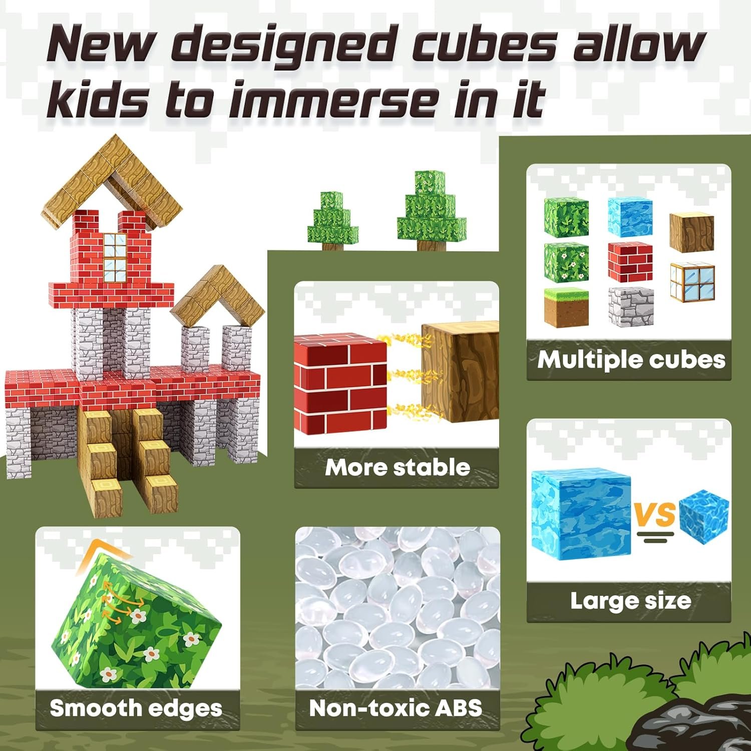 wholesale 100pcs magnetic blocks-build mine magnet world set for boys & girls age 3-5 6-8, stem sensory toys for toddlers gifts for 3+ years old girls boys,1