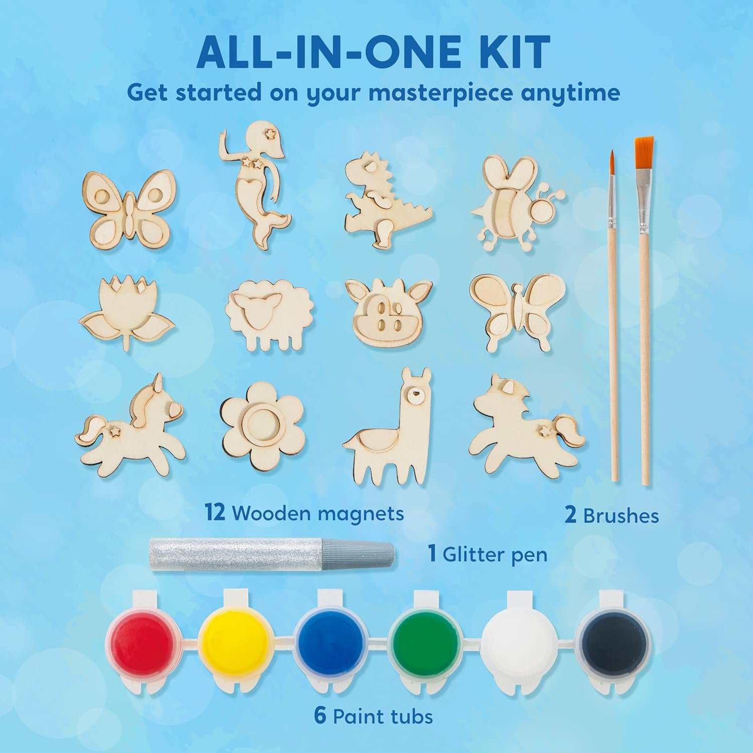 wholesale joyin 12 wooden magnet creativity arts & crafts painting kit for kids, decorate your own painting gift for easter basket stuffers, birthday parties and family crafts, party favors for boys girls factory & supplier oem