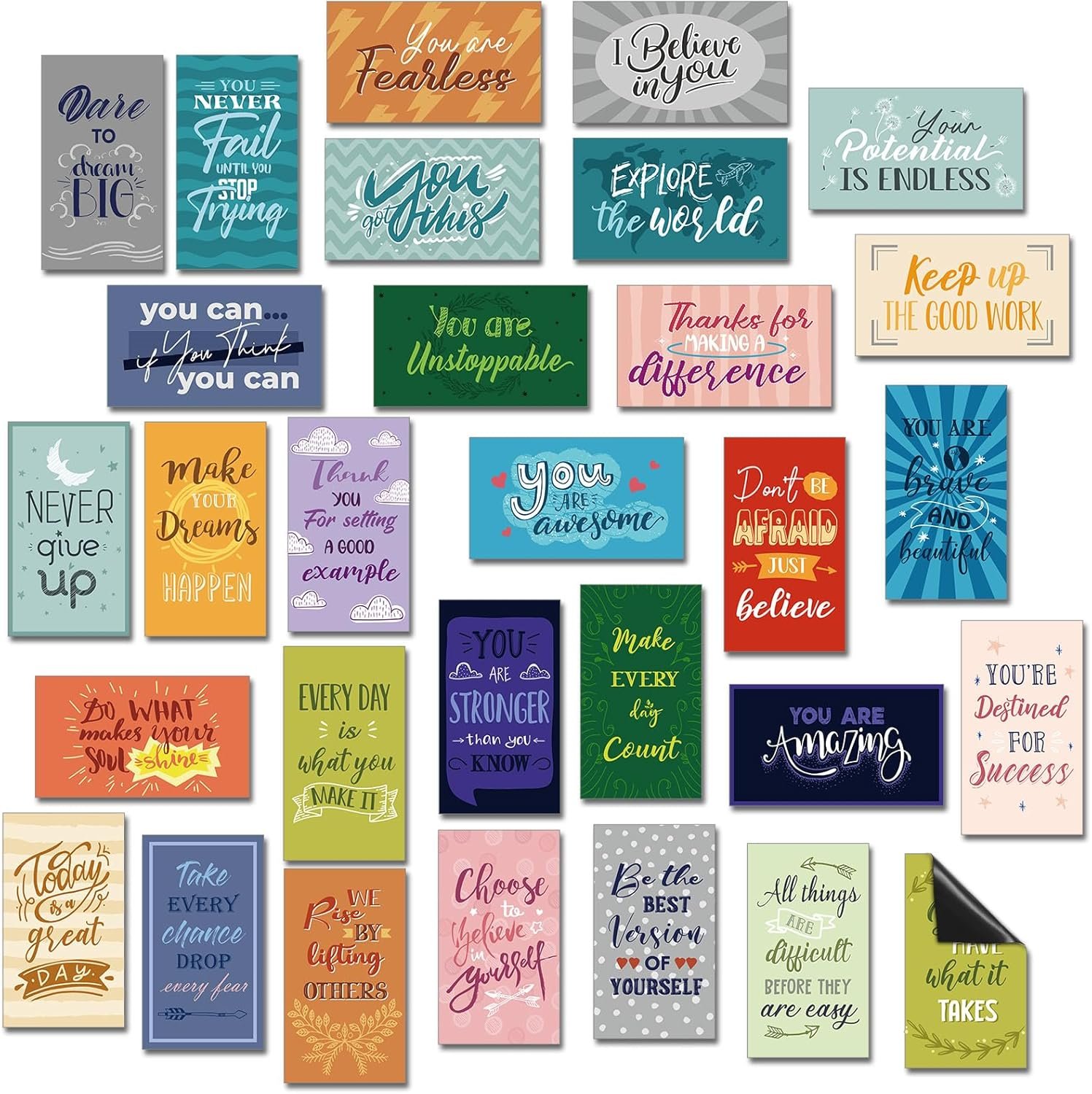 wholesale xuhal 60 pcs inspirational magnets bulk rectangle positive affirmation magnets decals decorative inspiring quotes fridge magnetic stickers for adults students team motivational gifts (classic) factory & supplier oem