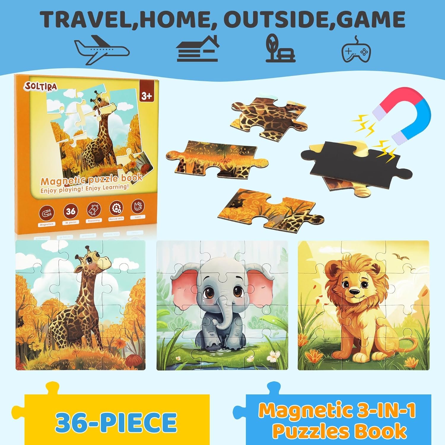 wholesale puzzles for kids ages 3-5 36 pieces kids puzzle 4-6 travel puzzles ages 4-8 animal airplane car road trip activities games toys girls and boys gift factory & supplier oem