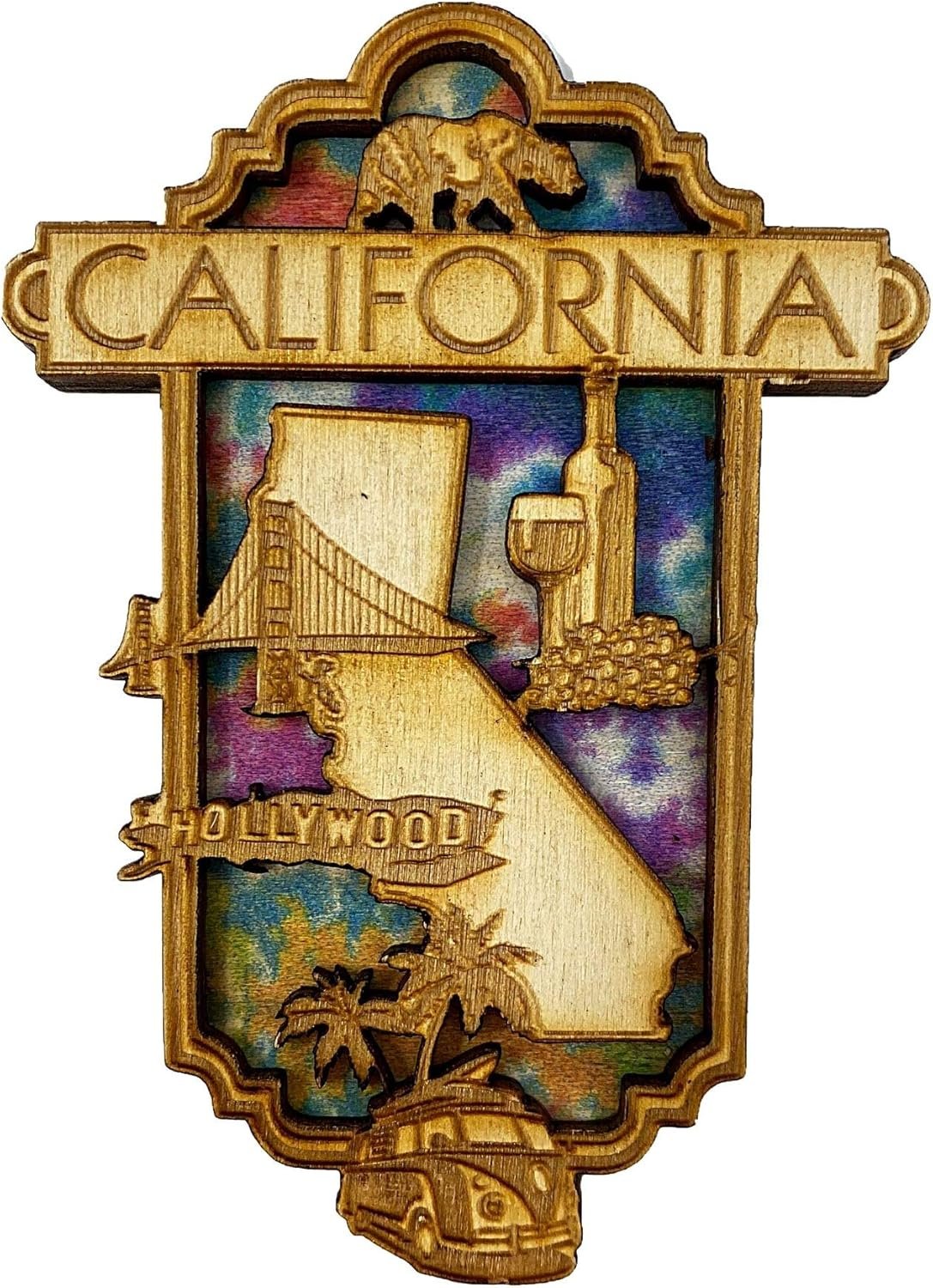 wholesale california souvenir magnets, carved wood kitchen decor for fridge, whiteboards, 3.25 inches factory & supplier oem
