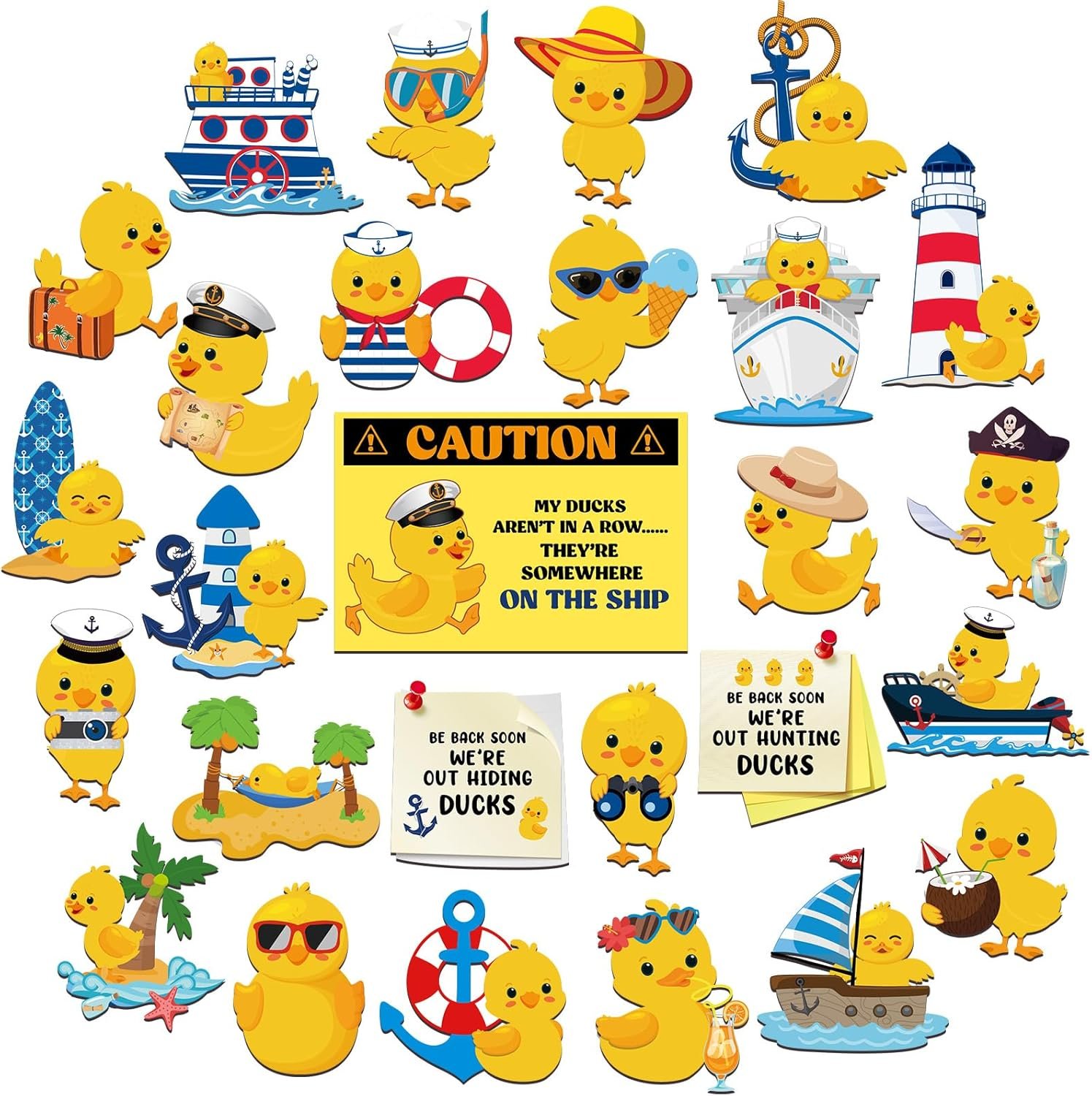 wholesale 27 pcs duck cruise door magnet decorations ducky magnetic stickers decals reusable funny carnival cruise ship cabin magnet for door decor car fridge refrigerator(classic) factory & supplier oem