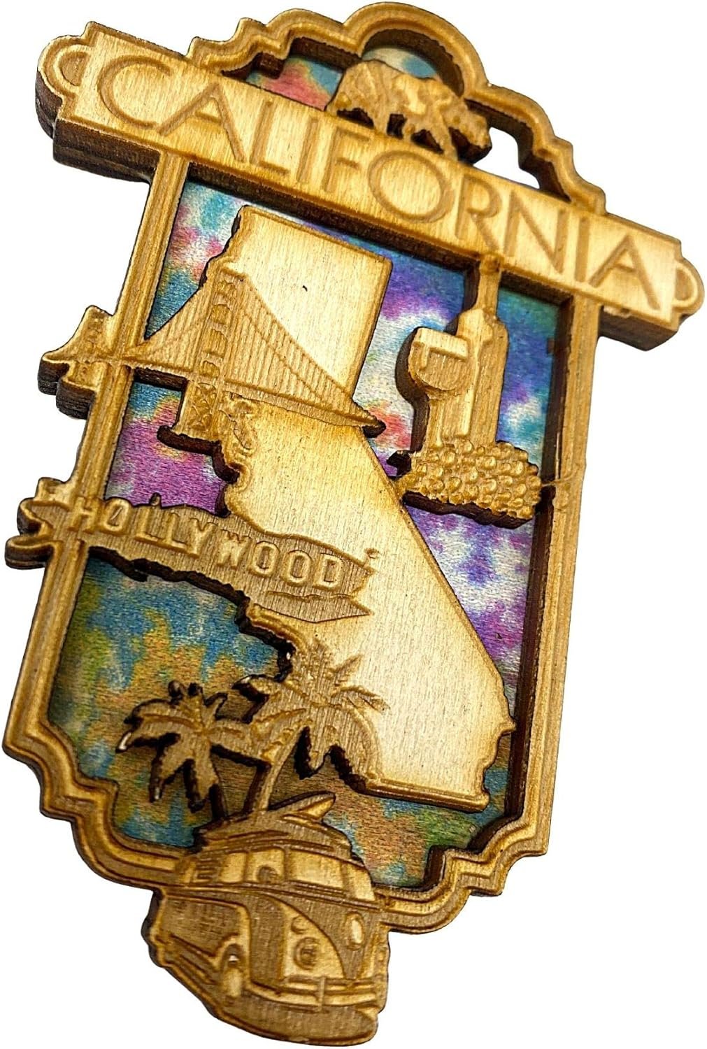 wholesale california souvenir magnets, carved wood kitchen decor for fridge, whiteboards, 3.25 inches factory & supplier oem