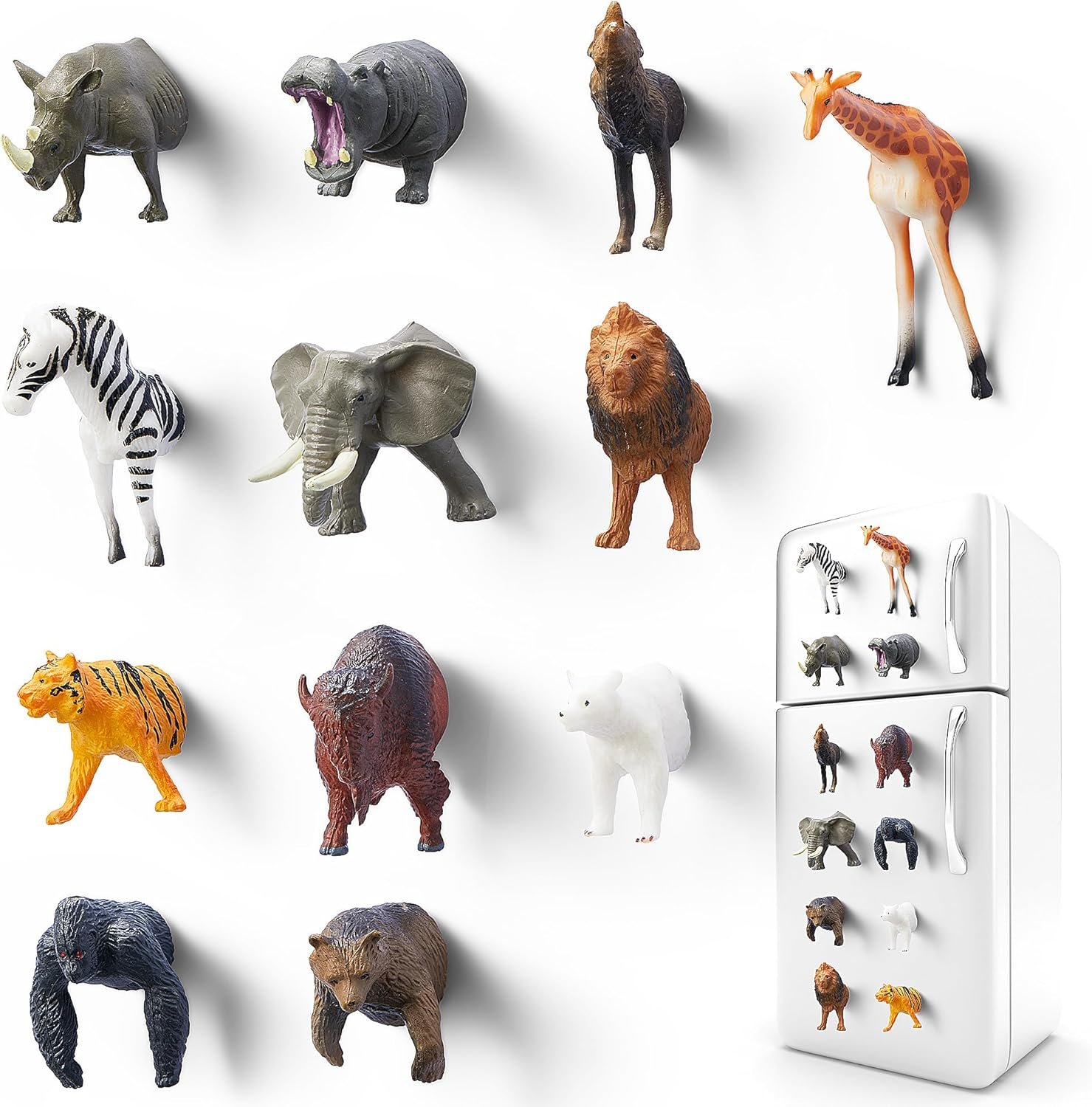 wholesale 12 adorable animal fridge magnets - bring funny wild animals to your refrigerator with these educational magnets factory & supplier oem