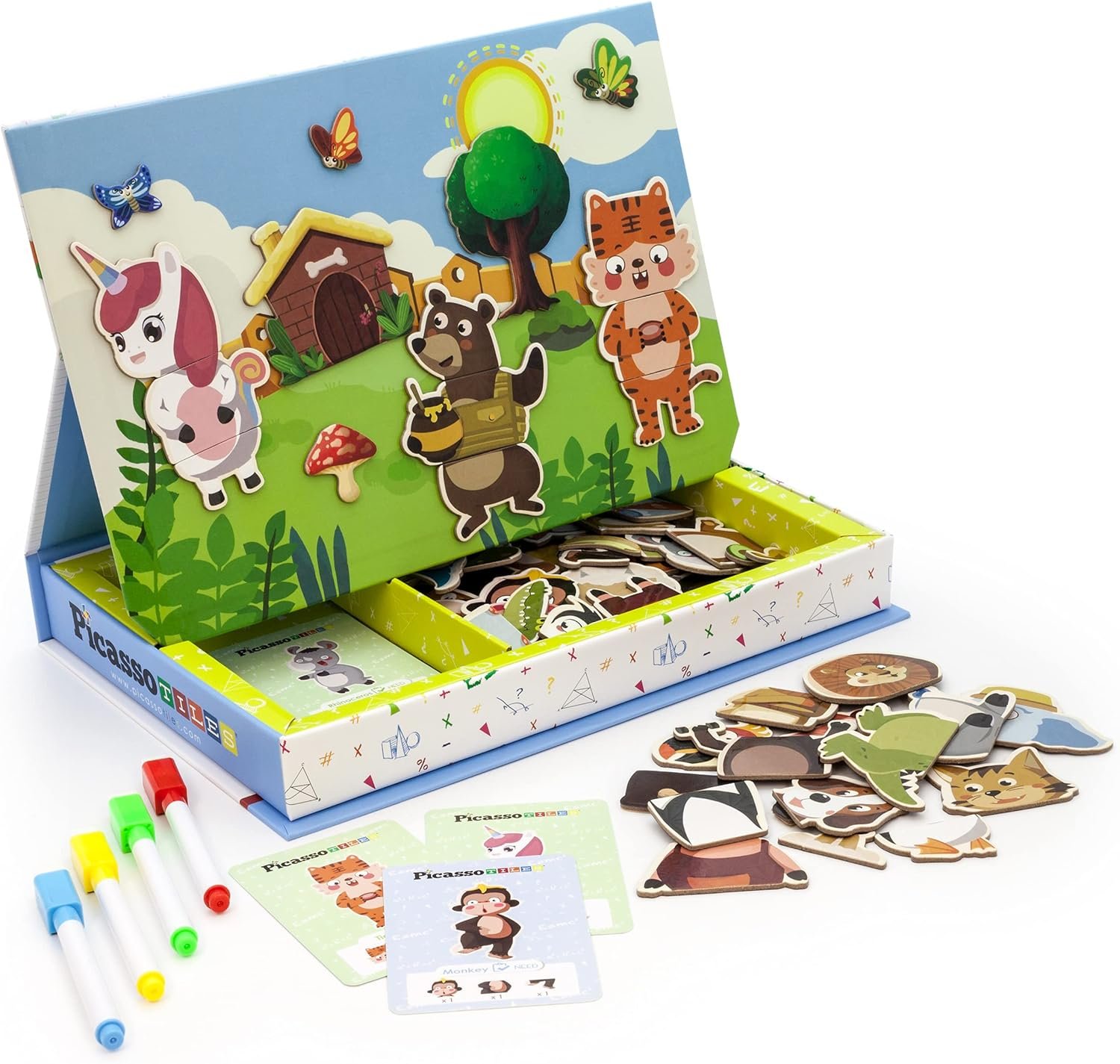 wholesale picassotiles 112 piece magnetic mix & match animal building activity diy combination puzzle book kid toy set educational playset stem learning, 20 free unique animals creative inspirational idea cards factory & supplier oem