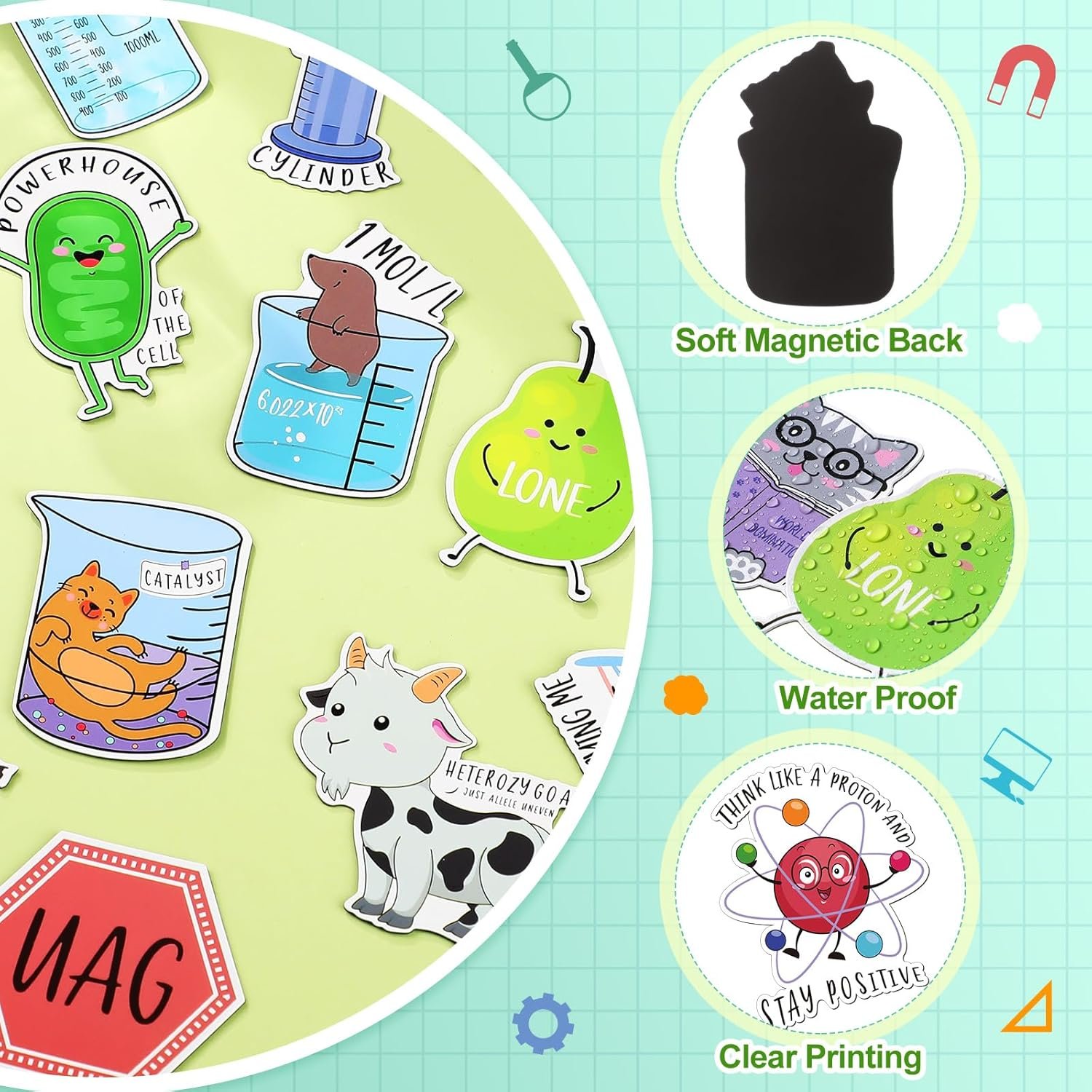 wholesale 25 pcs funny fridge magnets punny chemistry fridge reusable natural sciences magnets funny biology refrigerator for work home car locker cabinet gifts decoration factory & supplier oem