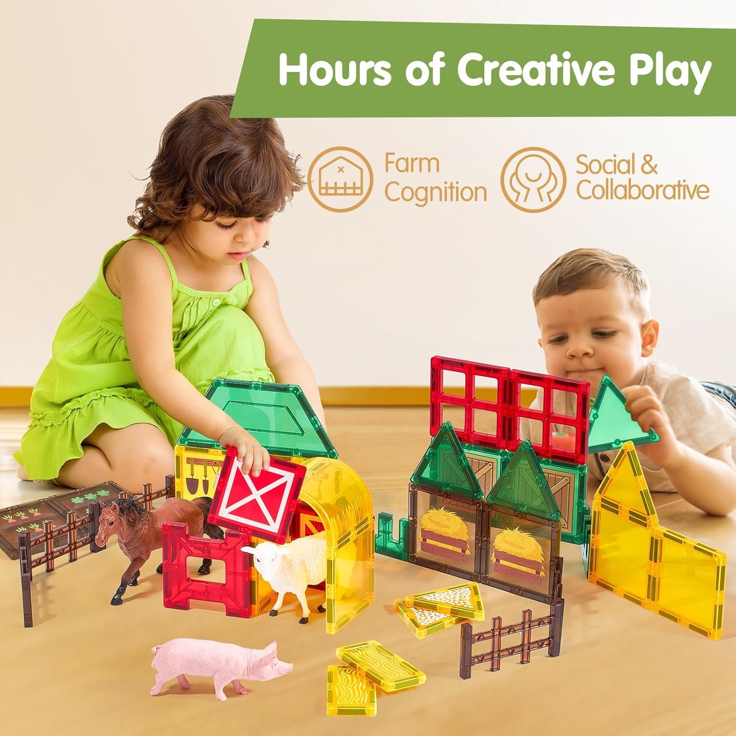 wholesale coco&friends magnetic tiles farm animals for toddlers kids ages 2-8 - magnetic blocks building stem toys for 3 year old girl boy birthday gift - montessori educational construction sensory magnet toys factory & supplier oem