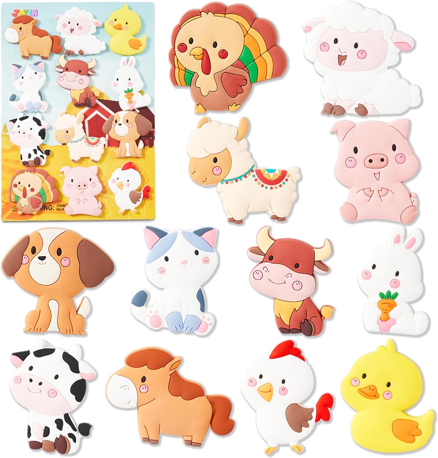 wholesale joyin 12 pcs animal fridge magnets for kids, cute rubber refrigerator magnets for kids magnetic toys whiteboard educational learning toys party favor birthday children gifts factory & supplier oem
