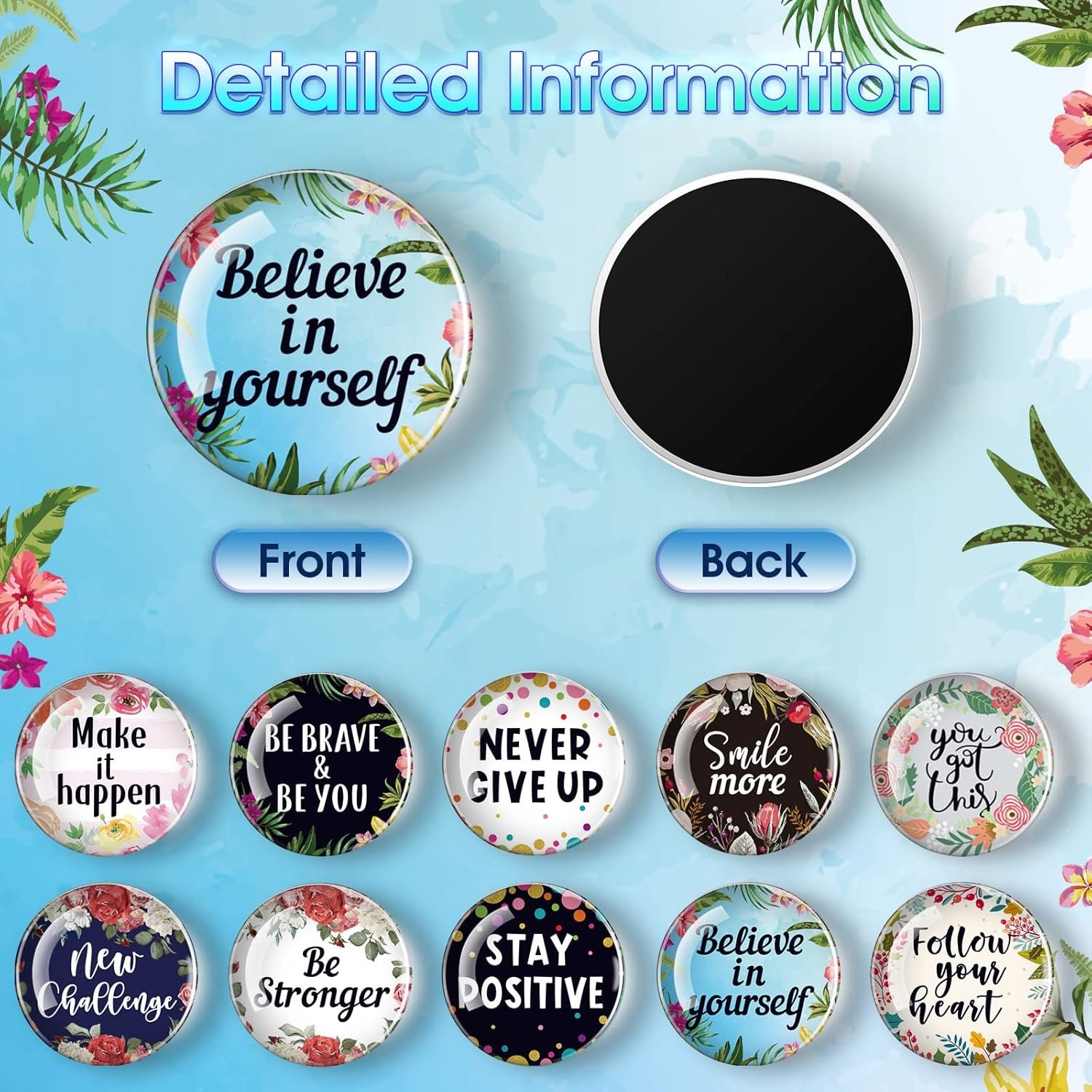 wholesale weewooday 10 pieces inspirational round fridge magnetic motivational glass refrigerator magnets locker decorative quote kitchen magnets affirmation decor accessories(charming pattern) factory & supplier oem