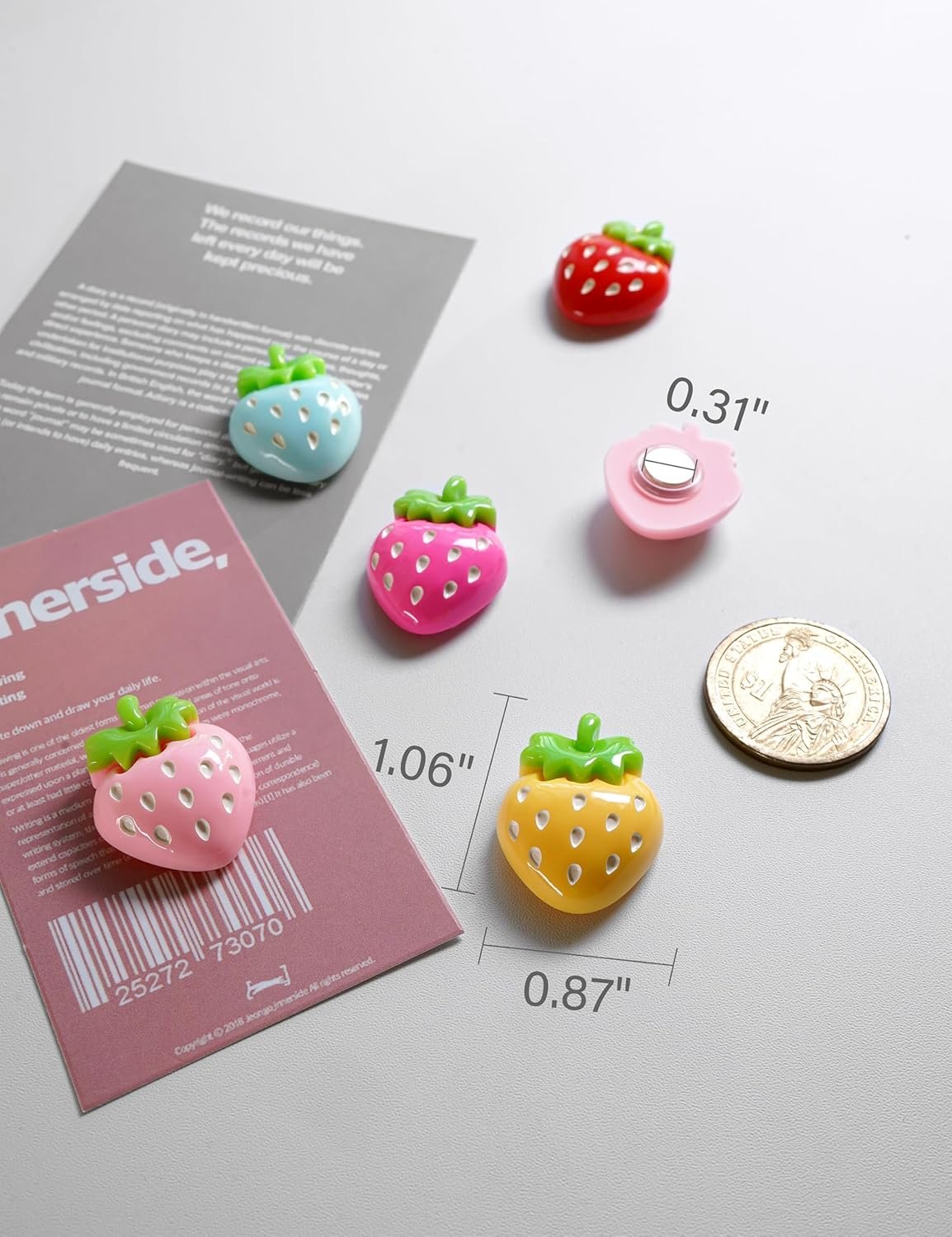 wholesale zreal 12 pcs 3d strawberry cute fridge magnets - colorful refrigerator decorative magnets for kitchen, office, locker (6 colors) factory & supplier oem