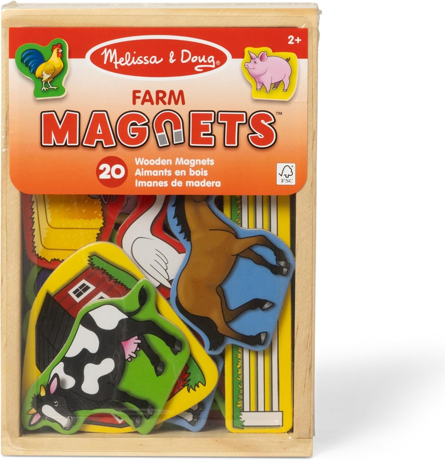 wholesale melissa & doug 20 wooden farm magnets in a box cute barnyard animal fridge magnets, for toddlers ages 2+ factory & supplier oem