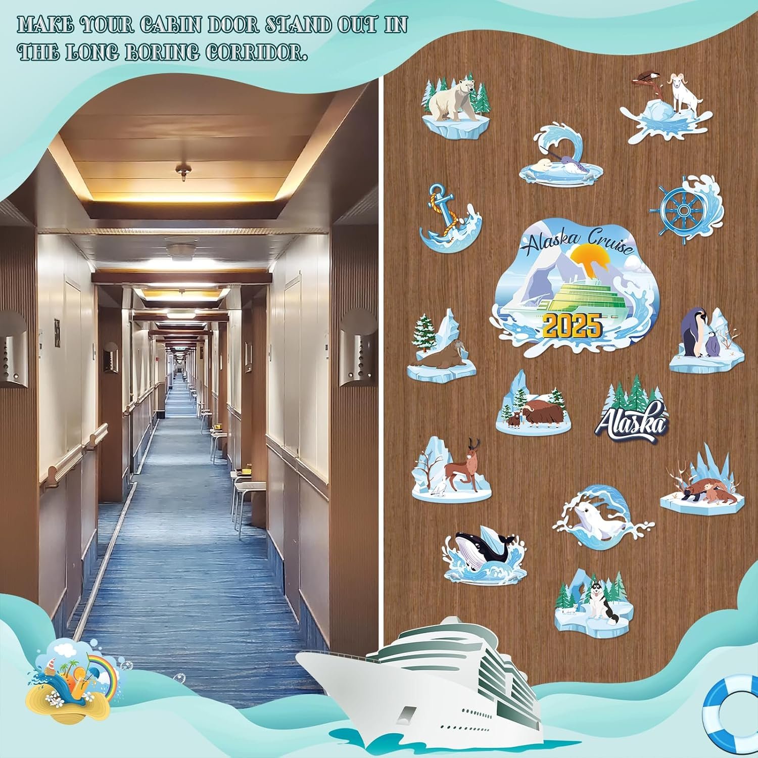 wholesale alaska cruise door decorations - 24 pcs glacier cute animals magnets 2025 ship cabin magnetic stickers stateroom accessories essentials iced anchor magnet for party carnival fridge declas factory & supplier oem