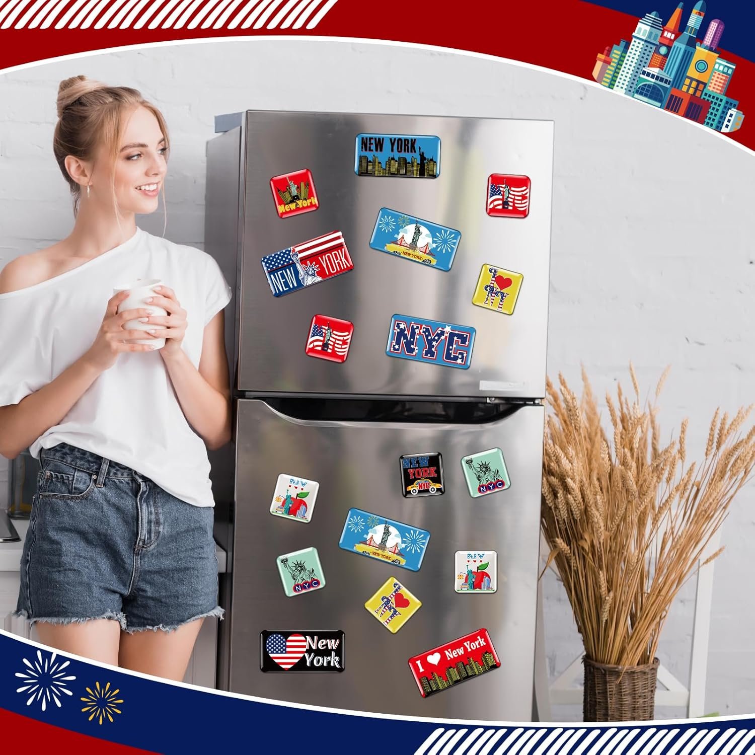 wholesale 36 pcs new york magnets for refrigerator nyc fridge magnets souvenirs usa souvenirs gifts new york refrigerator stickers usa flag statue of liberty for fridge laptop locker factory & supplier oem