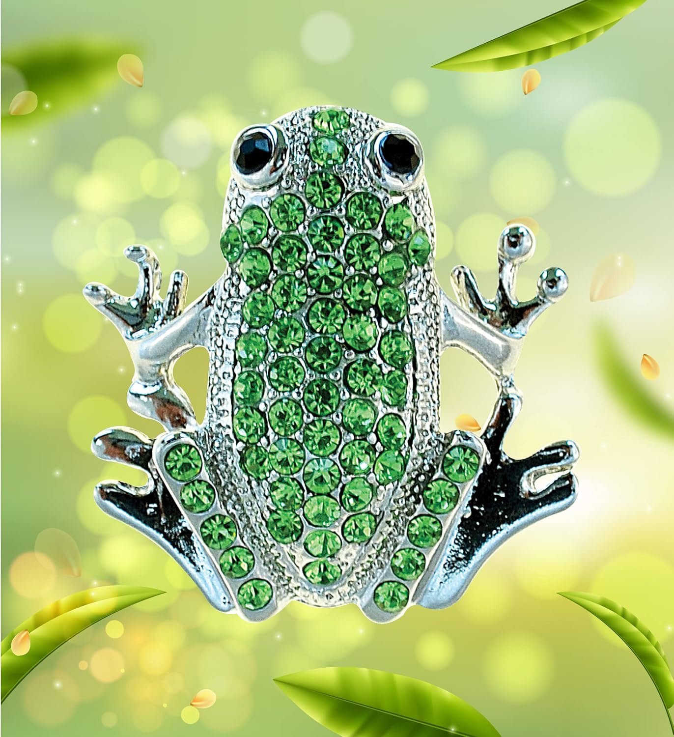 wholesale cota global sparkling green frog refrigerator magnet - elegant green rhinestones crystals magnetic fridge decoration, cute animal magnets for fridge, locker, frog kitchen accessories - 2.5 inches factory & supplier oem