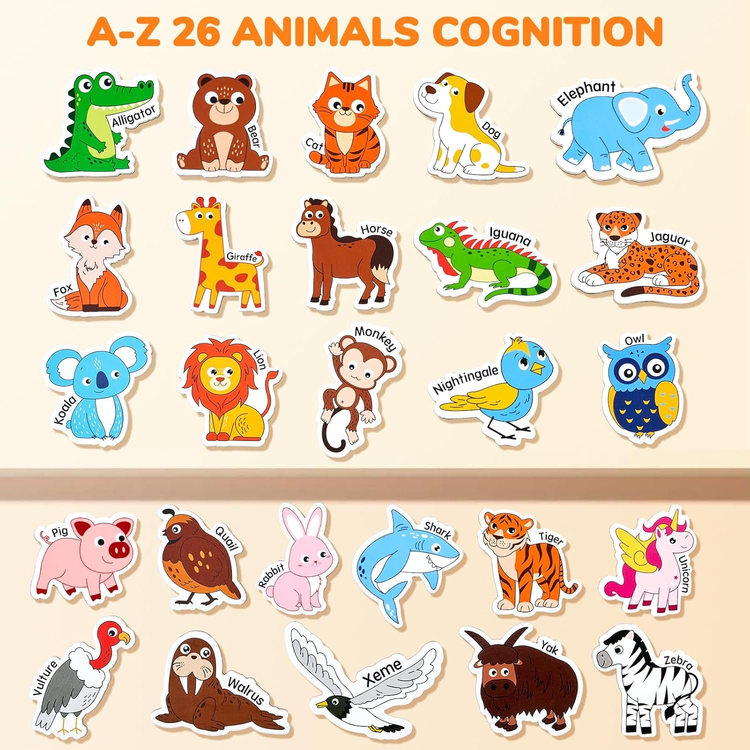 wholesale joycat wooden magnets for kids – 26 cute a-z animals fridge magnets for toddlers, large magnetic animal refrigerator toys, fun educational learning gifts for toddlers 2 3 4 5 years old factory & supplier oem