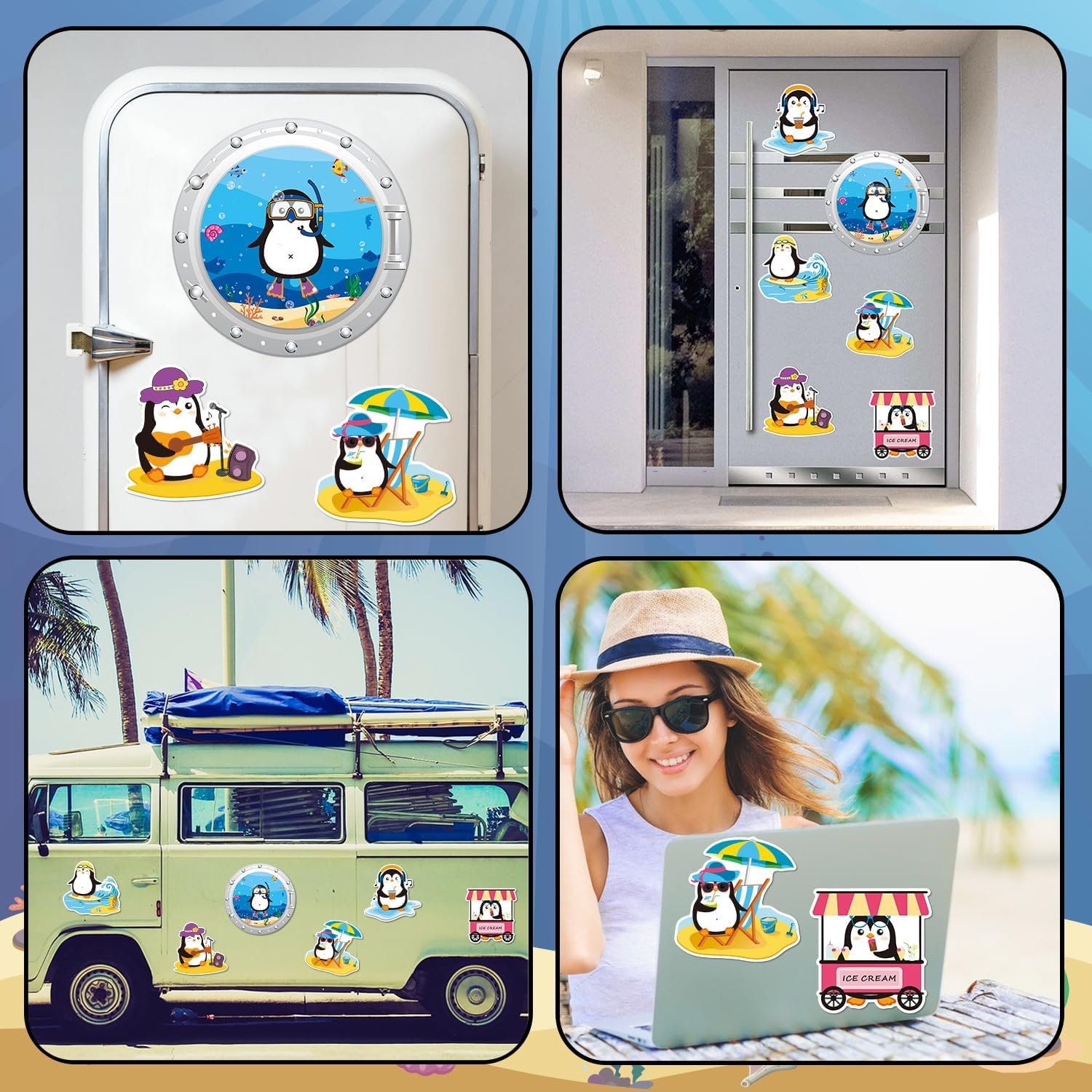 wholesale 6pcs large penguins cruise door magnets decorations, funny cruising magnetic ship cabin door decor, cute penguins animal magnet sticker for fridge car carnival party factory & supplier oem
