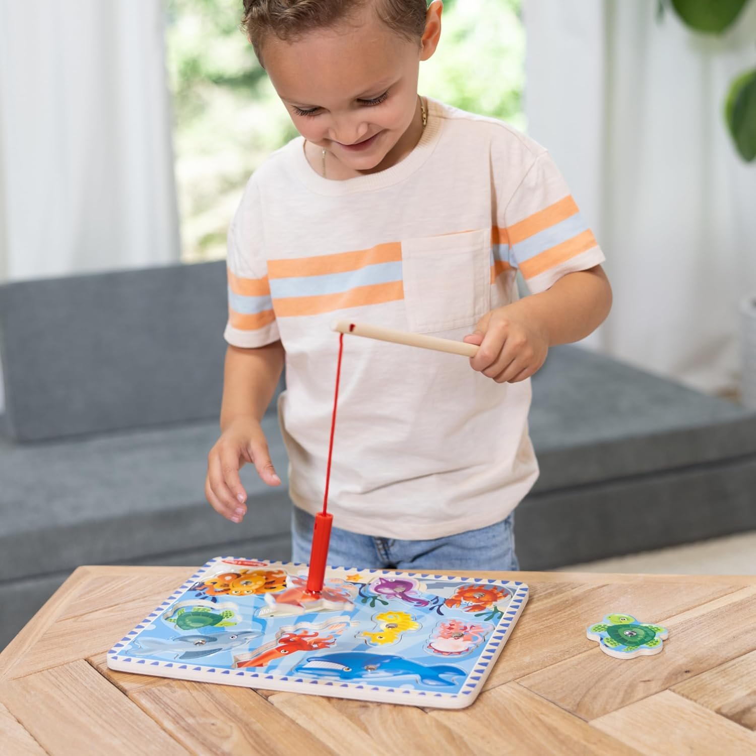wholesale melissa & doug magnetic wooden fishing game and puzzle with wooden ocean animal magnets factory & supplier oem