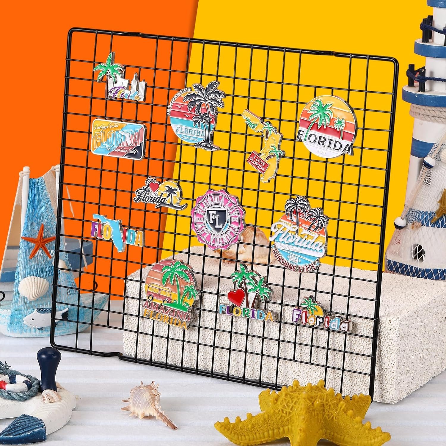 wholesale konohan 12 pcs florida magnets for refrigerator metal usa fridge magnet magnetic florida souvenirs gifts usa state magnetic refrigerator stickers, coconut tree, map factory & supplier oem