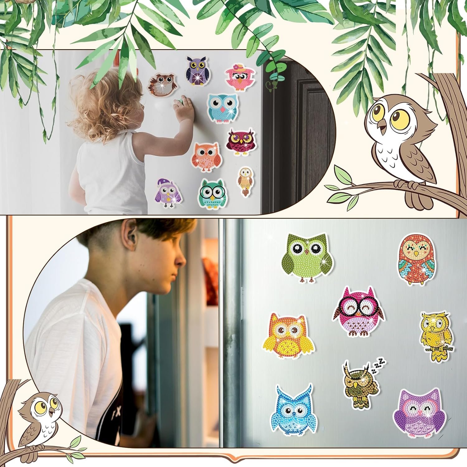 wholesale xuhal 30 pcs owl diamond painting magnets owl diamond art magnet kits for adults colorful cute animals refrigerator magnetic sticker 5d rhinestone fridge stickers for beginner diy crafts gifts factory & supplier oem