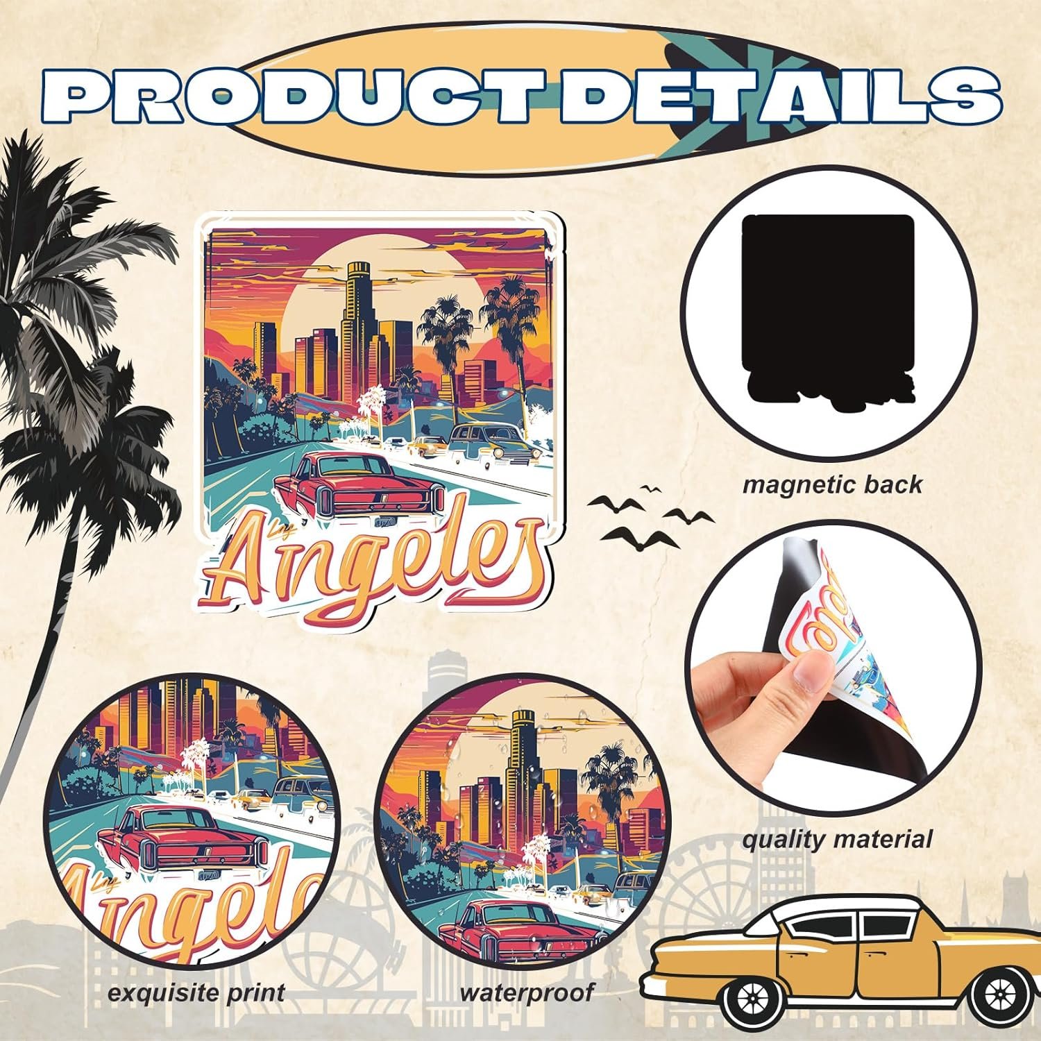 wholesale fabbay 25 pcs los angeles fridge magnet magnetic refrigerator stickers los angeles souvenirs gifts refrigerator magnets for fridge laptop locker home decoration accessories factory & supplier oem