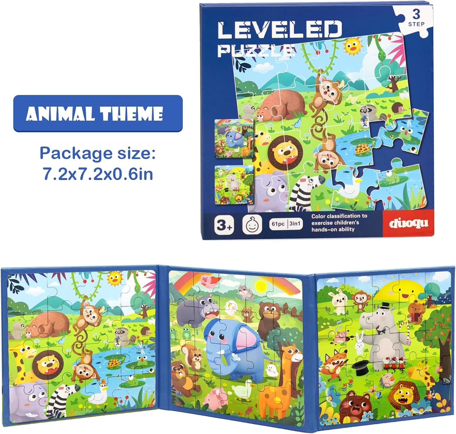 wholesale magnetic puzzles for kids ages 3-5, 3 in 1 animals world toddlers magnet jigsaw puzzle book, kids travel road trip puzzle toys for boys and girls ages 4-8 (animal world(16-20-25)) factory & supplier oem