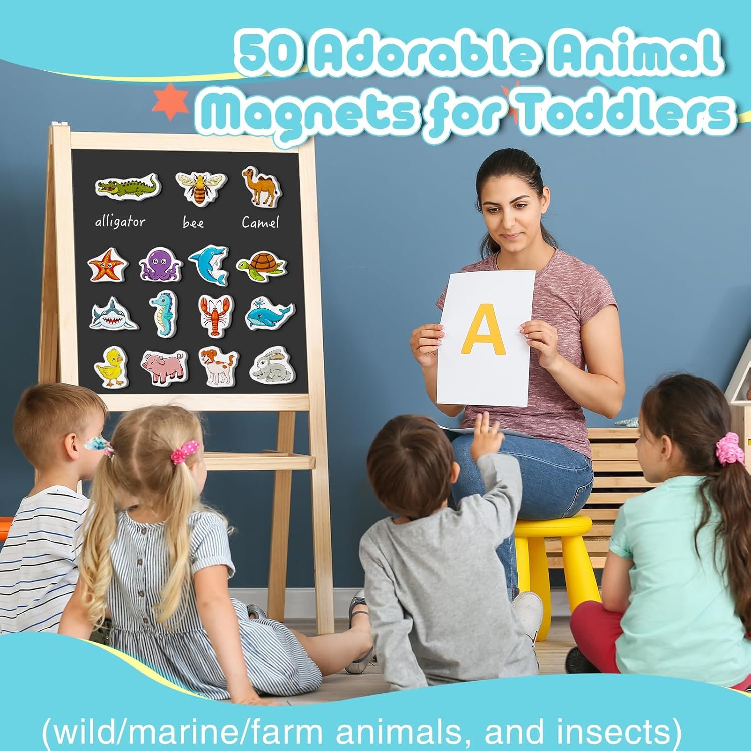 wholesale animal magnets, 50 pcs fridge magnets for kids, refrigerator magnets for toddlers farm animals wild zoo sea ocean animals educational learning magnetic toys for whiteboard baby preschool factory & supplier oem