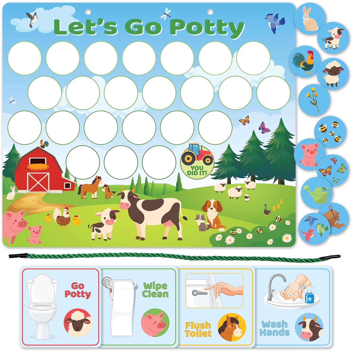 wholesale reusable magnetic animals potty chart, potty training for boys, potty training chart for toddler girls, potty training rewards boys, sticker chart kids, potty training sticker chart for toddlers factory & supplier oem