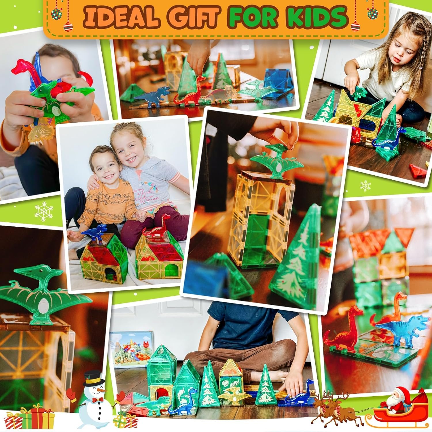 wholesale dinosaur toys magnetic tiles building blocks kids - dinosaur world stem magnet for toddlers creative construction play for 3+ year old boys girls ideal preschool learning sensory toys factory & supplier oem