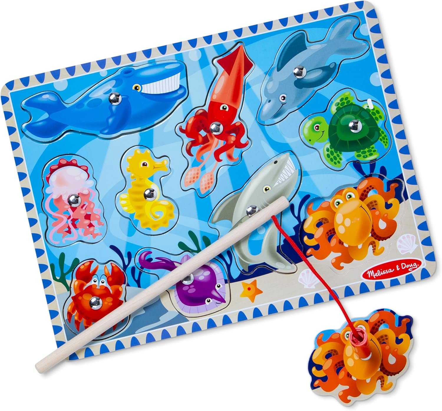 wholesale melissa & doug magnetic wooden fishing game and puzzle with wooden ocean animal magnets factory & supplier oem