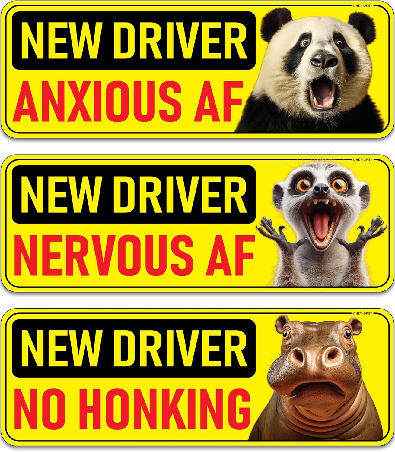 wholesale new driver magnet for car - funny animals 3-pack please be patient reflective magnetic bumper sticker set - removable novice rookie safety attention sign - weather-resistant - 10 x 3.5 inch factory & supplier oem