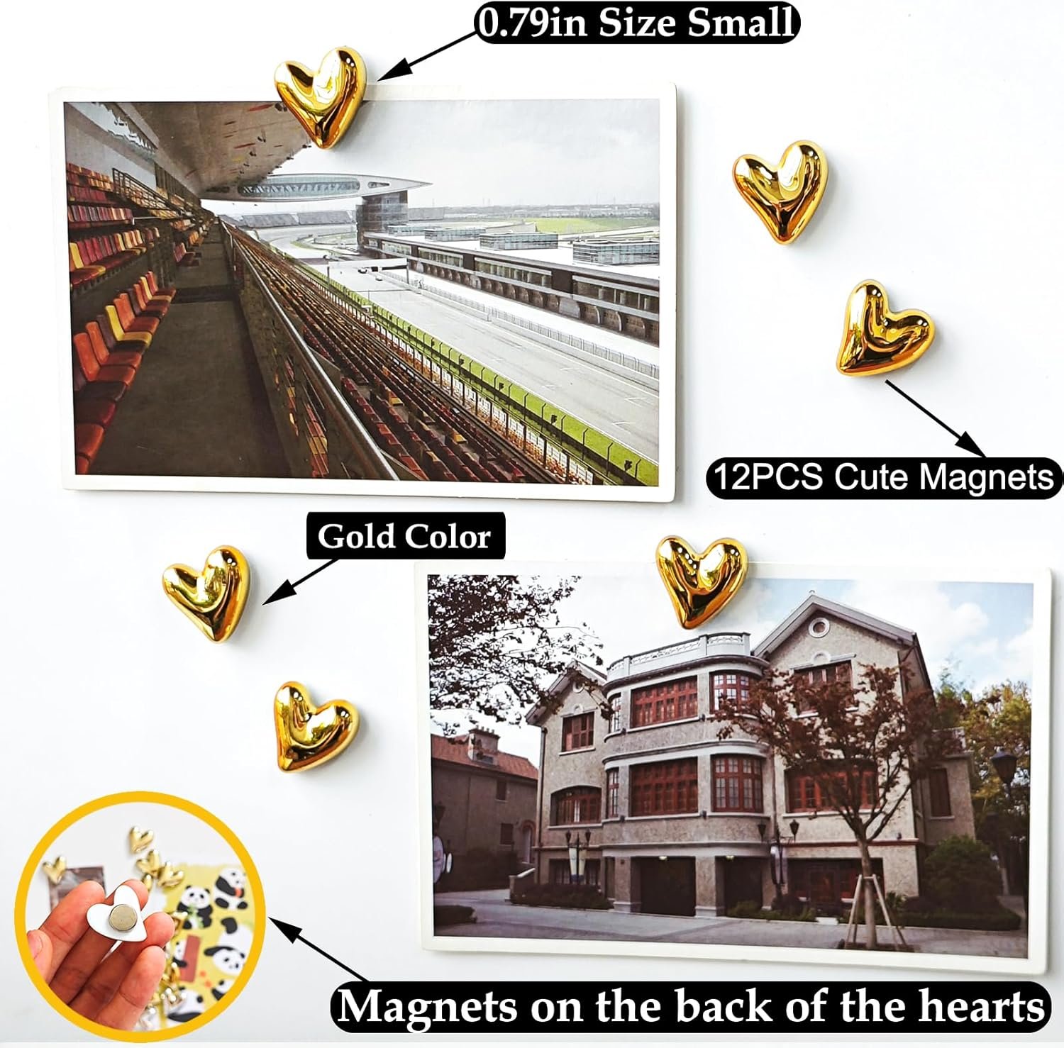 wholesale 12pcs refrigerator magnets gold magnets for fridge 0.83in small love heart cute decorative magnet set for home kitchen office whiteboard decor factory & supplier oem