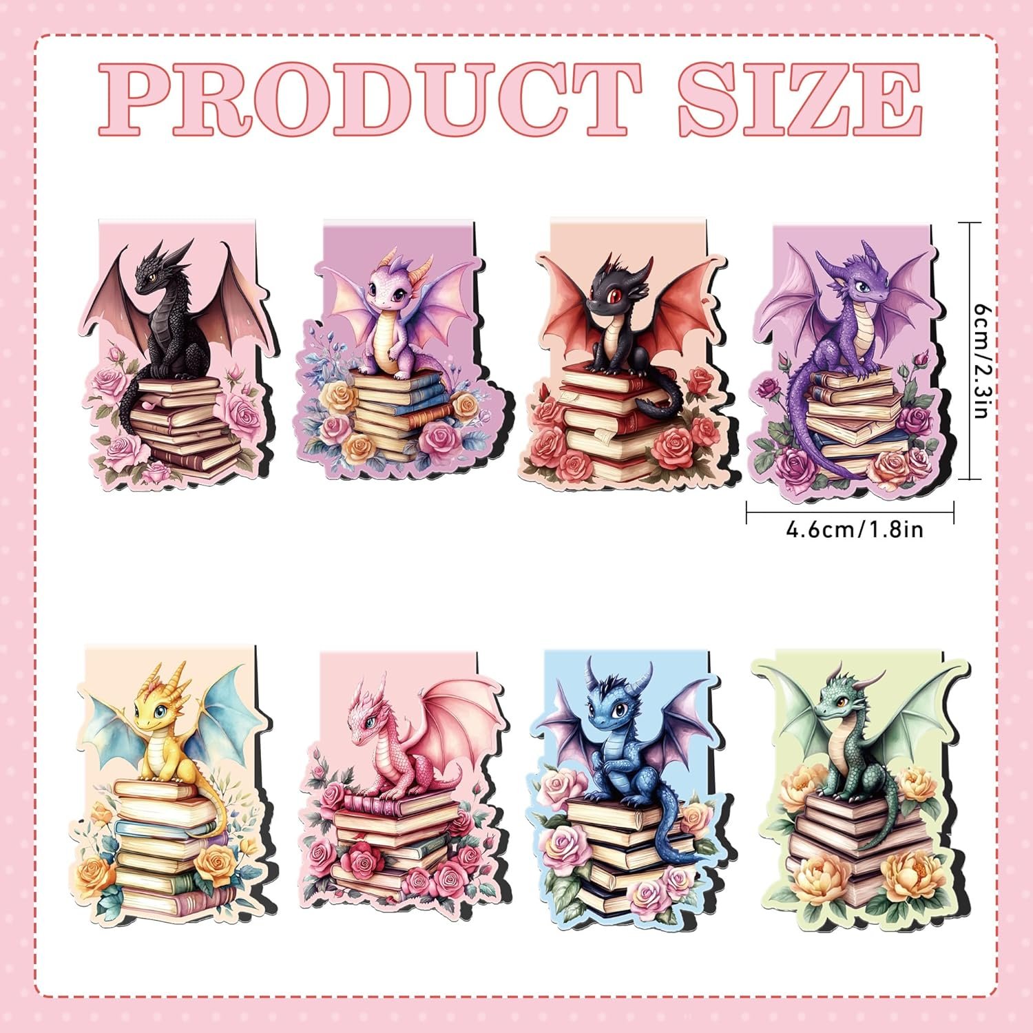 wholesale dragon magnetic bookmarks: 8 pcs floral & cute animals magnet book markers for reading kids boys girls, unique dragon book mark clips, gifts for novel lovers readers, school office supplies factory & supplier oem