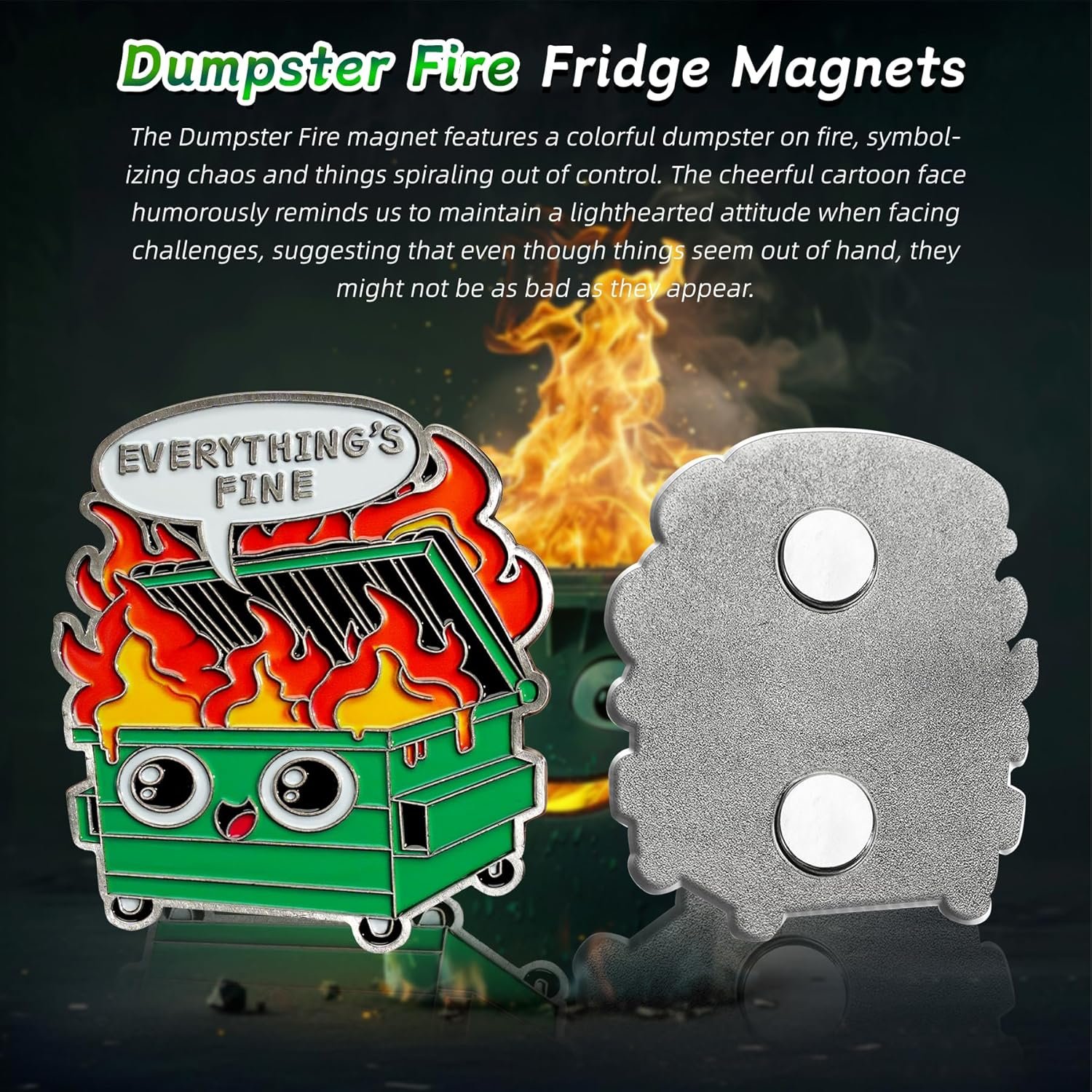 wholesale emotional dumpster fire fridge magnets - everything's fine refrigerator magnet - cute whiteboard support ornament - hilarious desk accessories for work - inspirational gift for men women coworker factory & supplier oem