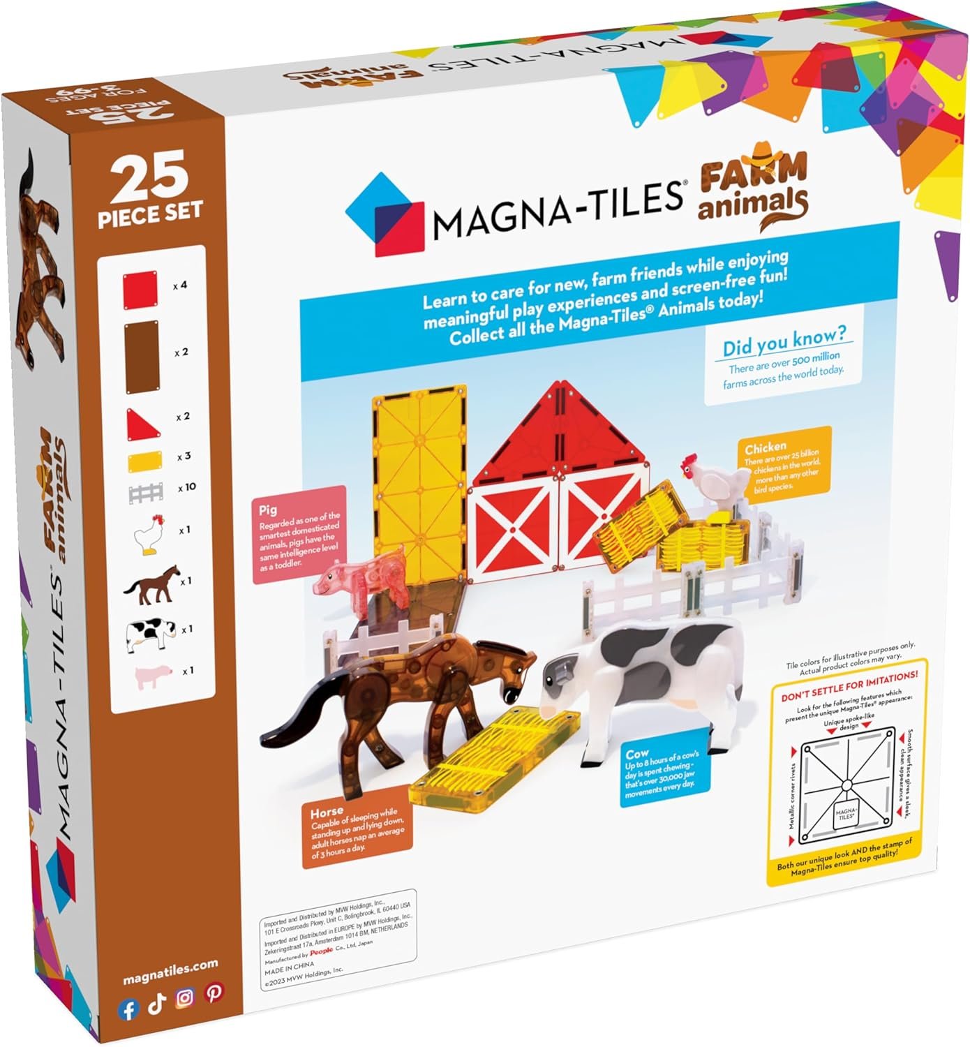 wholesale magna-tiles farm animals 25-piece magnetic construction set, the original magnetic building brand factory & supplier oem