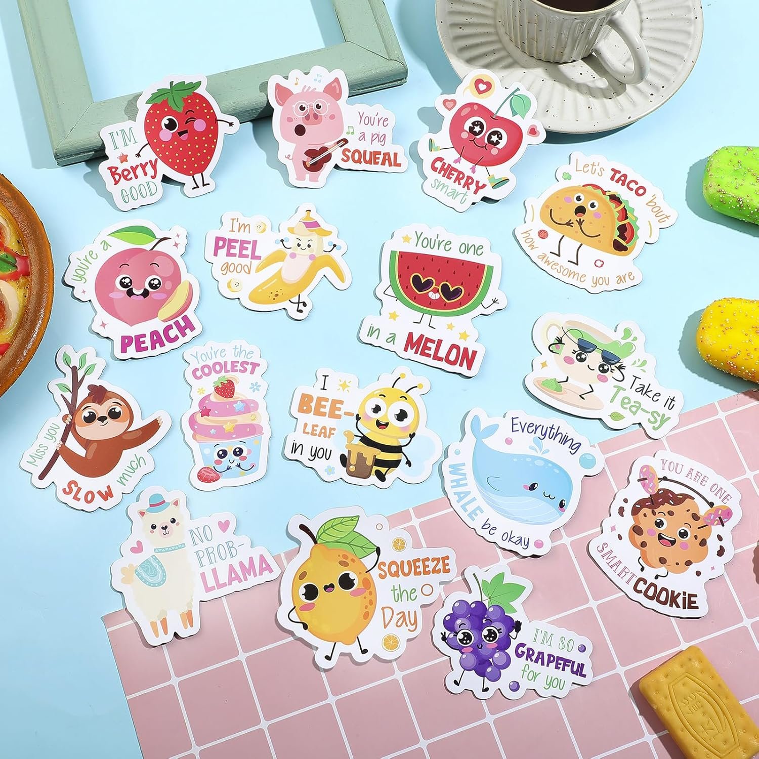 wholesale kanayu 16 pcs cute fridge magnets fun puns magnetic stickers decorative refrigerator decal funny magnets for locker fridge stickers for whiteboard laptop office adult (food and animal) factory & supplier oem