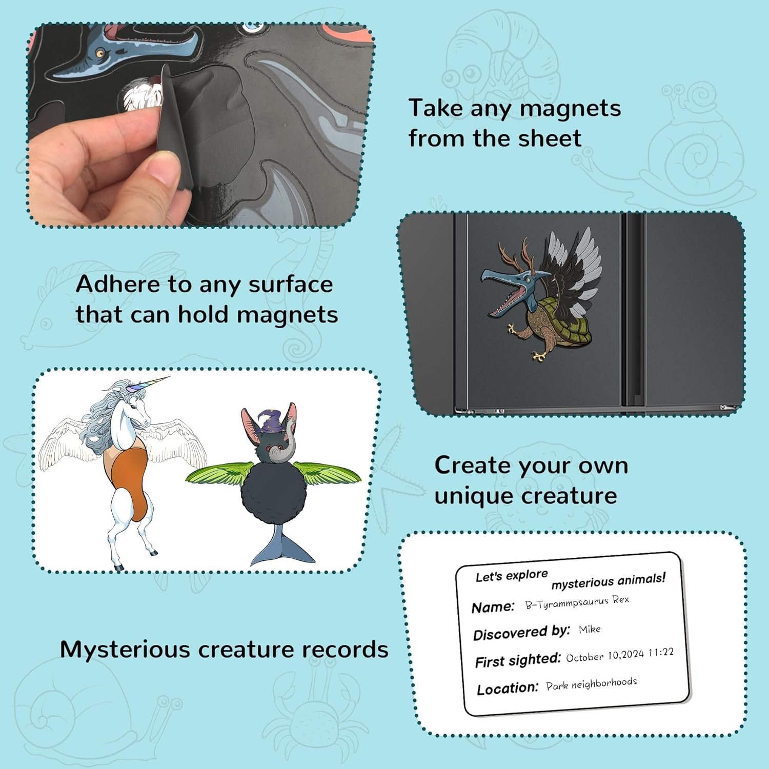 wholesale egngy 149 pcs cryptid magnet creation kit, 7 sheets of 9