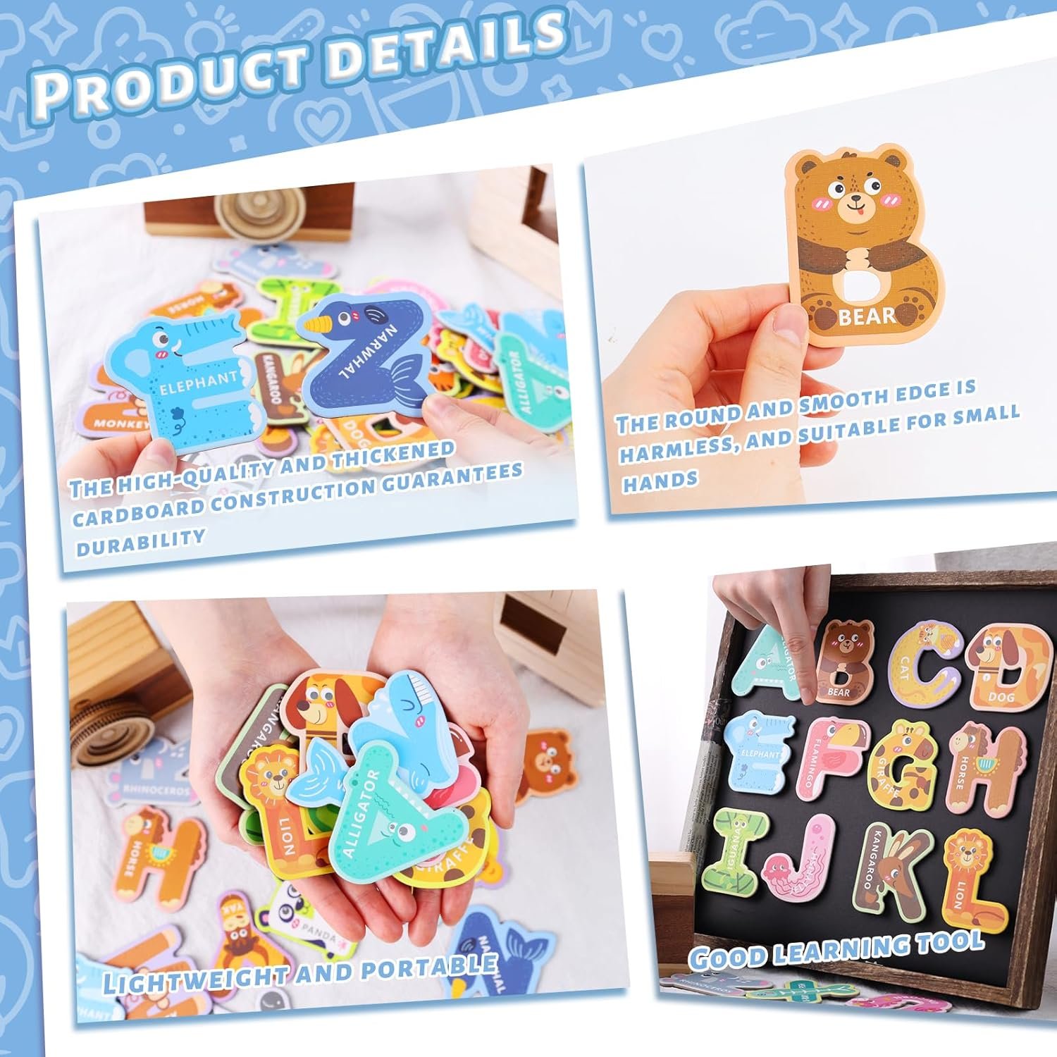 wholesale lovestown alphabet magnets,41 pcs magnetic alphabet letters and numbers set, animal fridge learning toys for kids factory & supplier oem