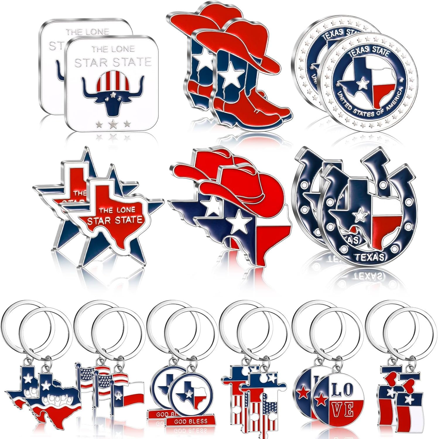 wholesale konohan 24 pcs texas keychain magnet set texas gifts souvenirs lone star state shaped keychain fridge magnet texas collection factory & supplier oem