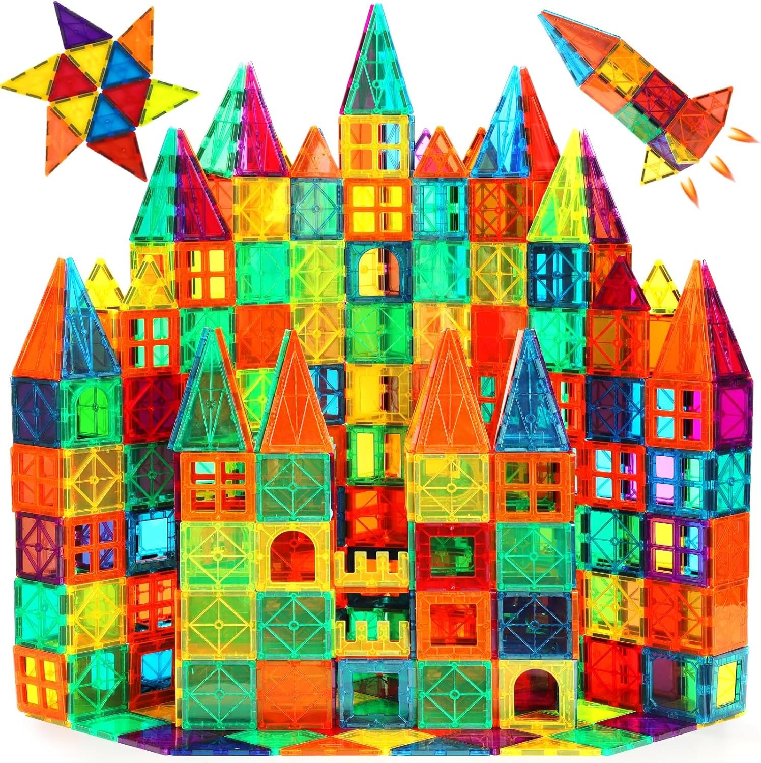 wholesale fnjo magnetic tiles, 110pcs magnet building set, magnetic building blocks,construction stem learning and playing toys for kids, montessori toy for preschool boys girls toddlers classroom must-haves factory & supplier oem
