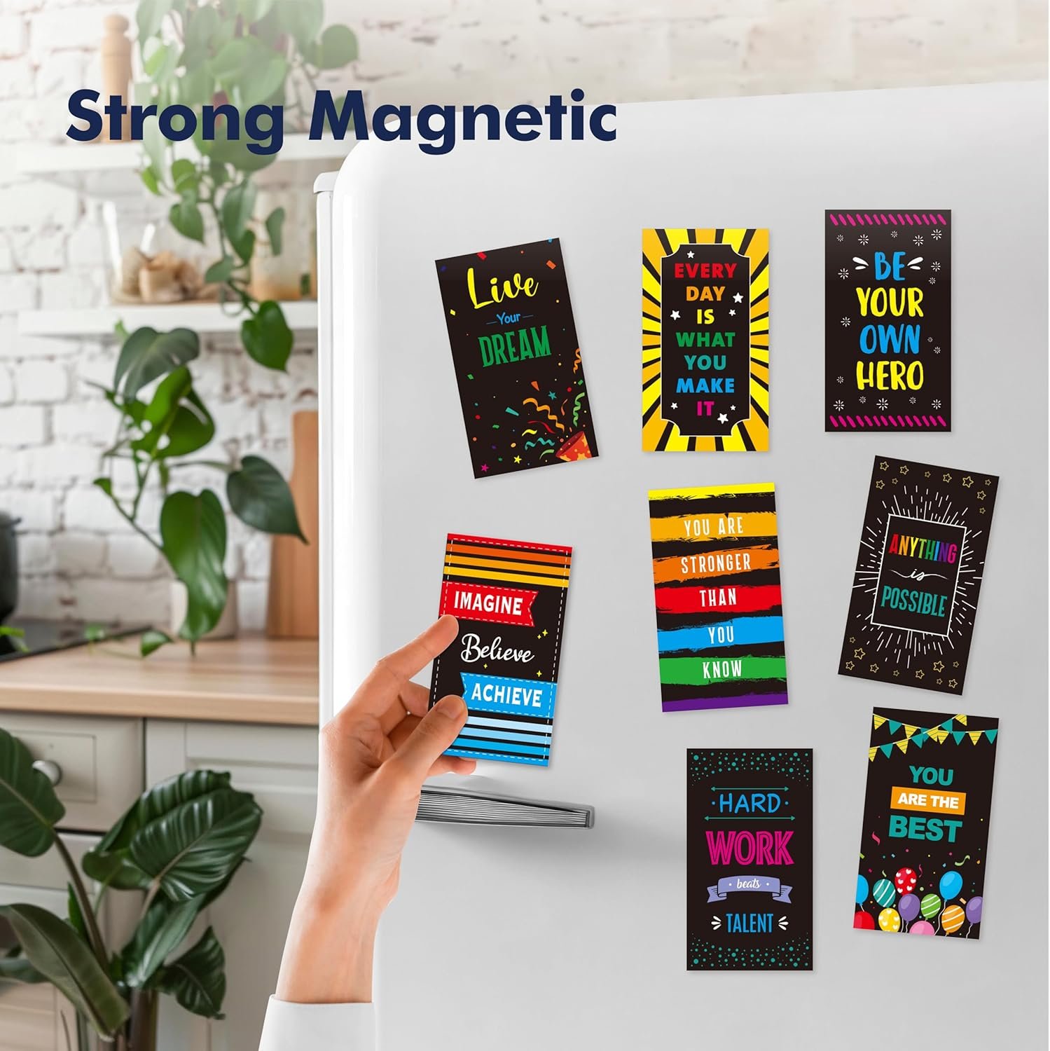 wholesale 50 pcs motivational magnets, 25 designs inspirational magnets positive affirmation decals for kids, adults, fridge (2' x 3.5') factory & supplier oem
