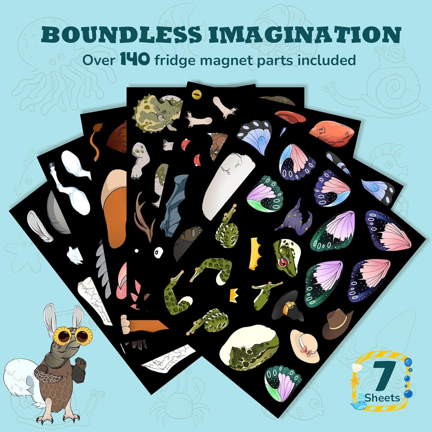 wholesale egngy 149 pcs cryptid magnet creation kit, 7 sheets of 9