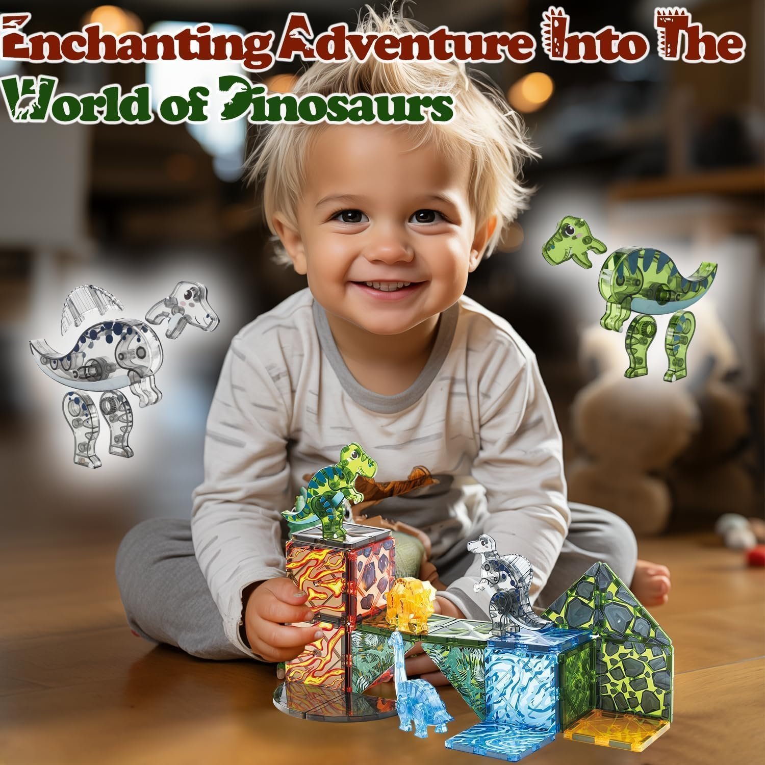 wholesale magnetic tiles dinosaur toys for kids 3-5 5-7 magnet building blocks toddler toy dinosaurs - 3 year old boy gift stem learning resources for kids ages 3 4 5 6 7 8 gifts for 4 year old boys factory & supplier oem