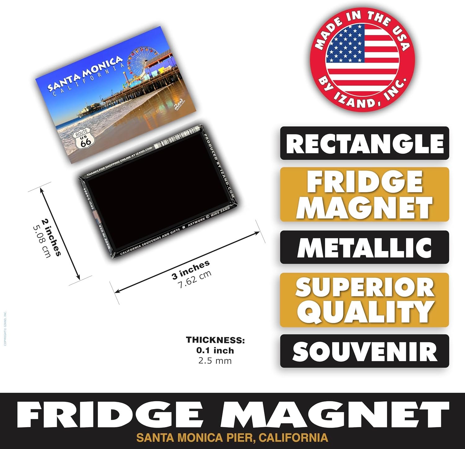 wholesale santa monica pier fridge magnet, los angeles california, 2 x 3 inches, travel souvenir factory & supplier oem