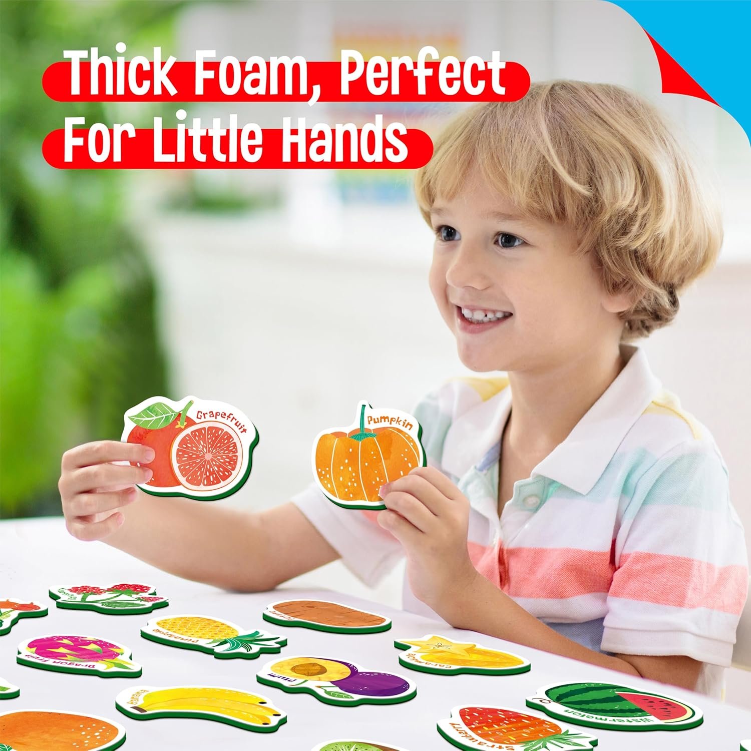 wholesale 35 pcs fruit & vegetable magnets, adorable magnetic fruits veggies thick foam fridge magnets cute educational learning toys for toddles kids factory & supplier oem