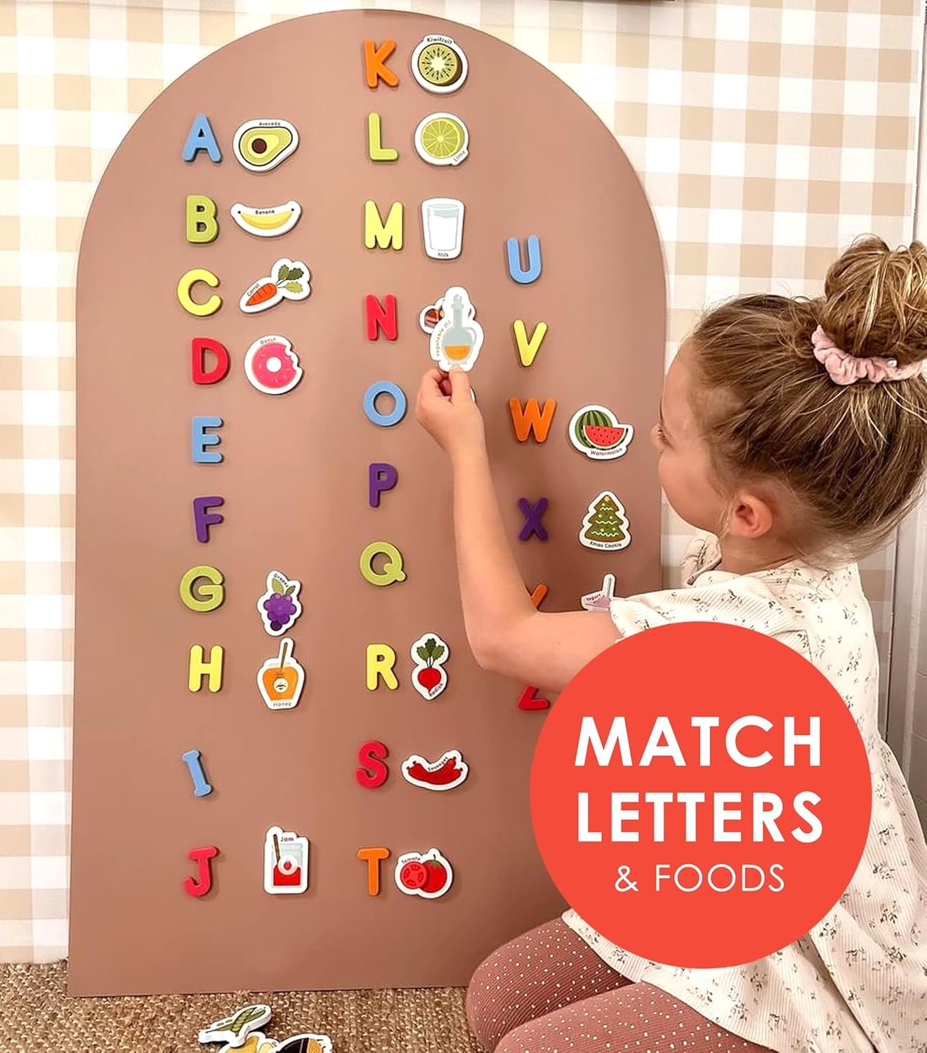 wholesale curious columbus toddler magnets – set of 52 fridge magnets for kids – includes 26 large foam food pieces and 26 abc alphabet letters for learning and play factory & supplier oem