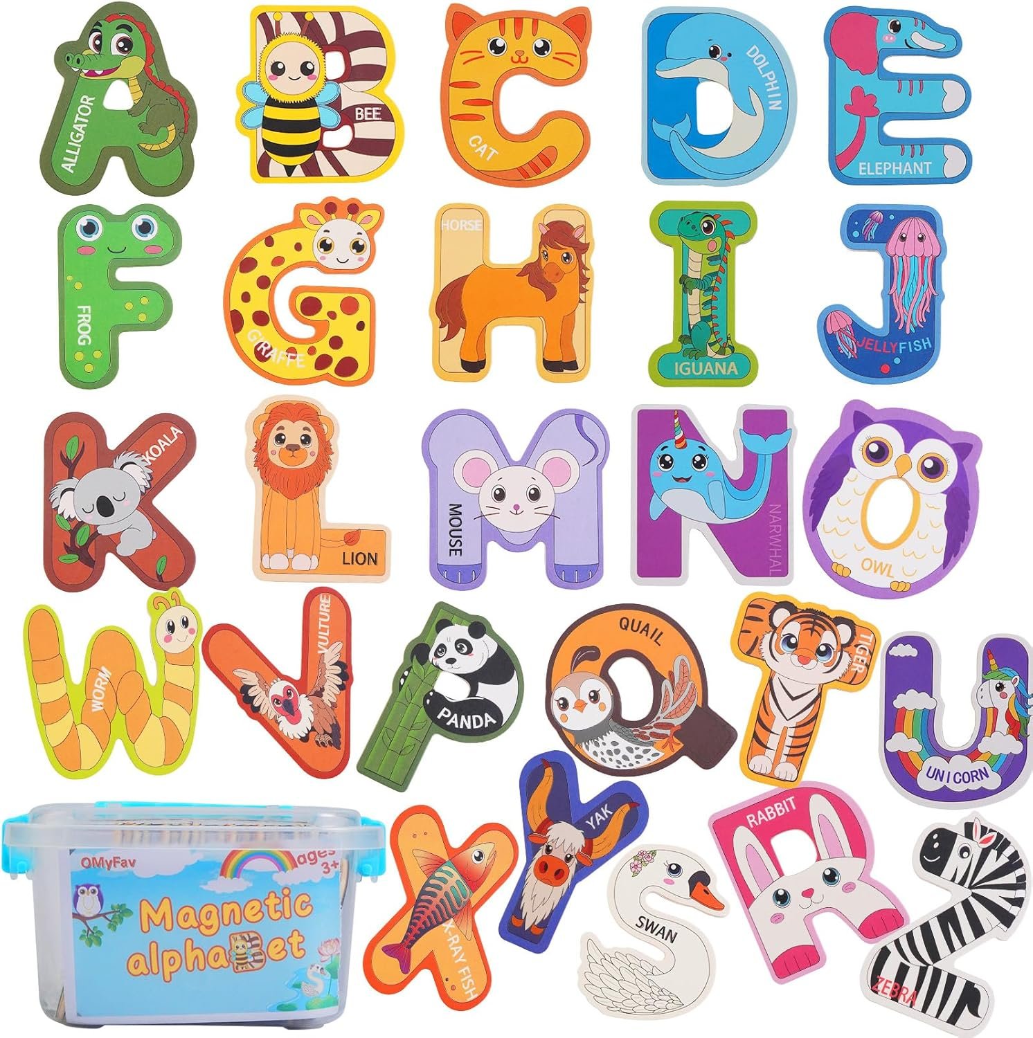 wholesale large wooden magnet alphabet letters for kids - cute animal magnetic letters for fridge magnetic abc for classroom kids gift preschool 3 4 5 years old factory & supplier oem