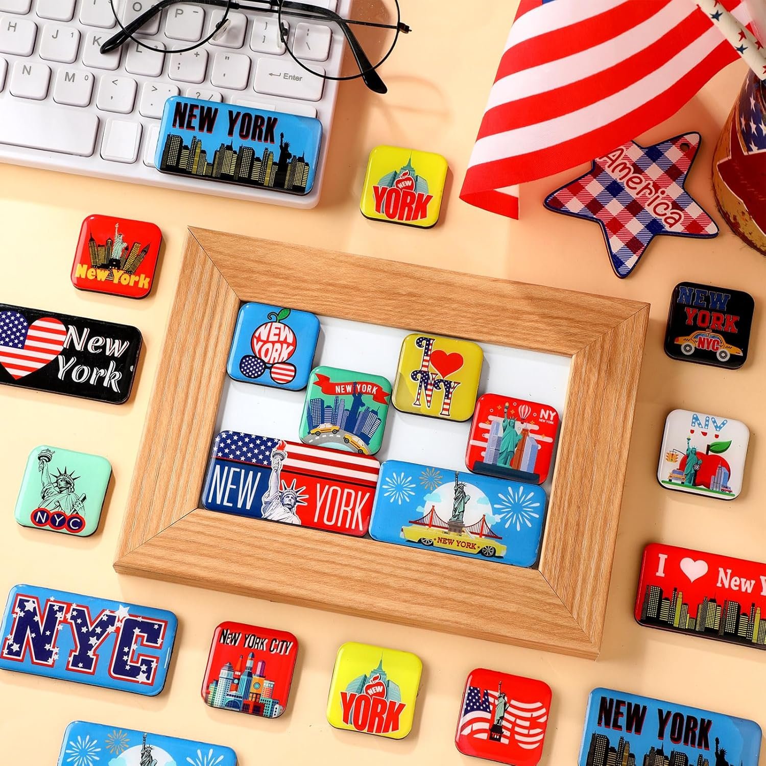 wholesale 36 pcs new york magnets for refrigerator nyc fridge magnets souvenirs usa souvenirs gifts new york refrigerator stickers usa flag statue of liberty for fridge laptop locker factory & supplier oem