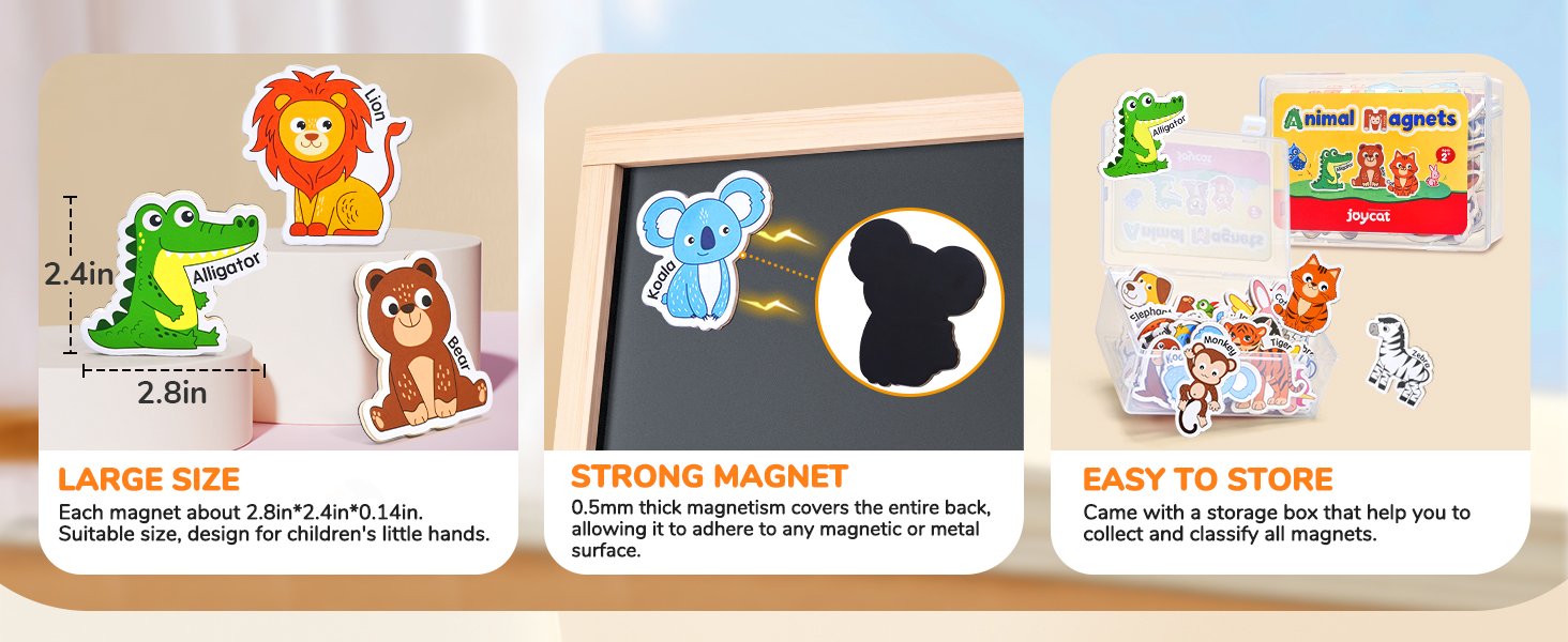 wholesale joycat wooden magnets for kids – 26 cute a-z animals fridge magnets for toddlers, large magnetic animal refrigerator toys, fun educational learning gifts for toddlers 2 3 4 5 years old factory & supplier oem